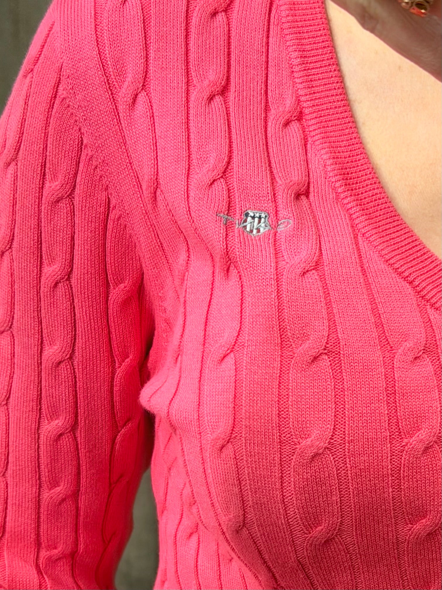 Pull col V torsadé en coton femme élégant et intemporel – Gant