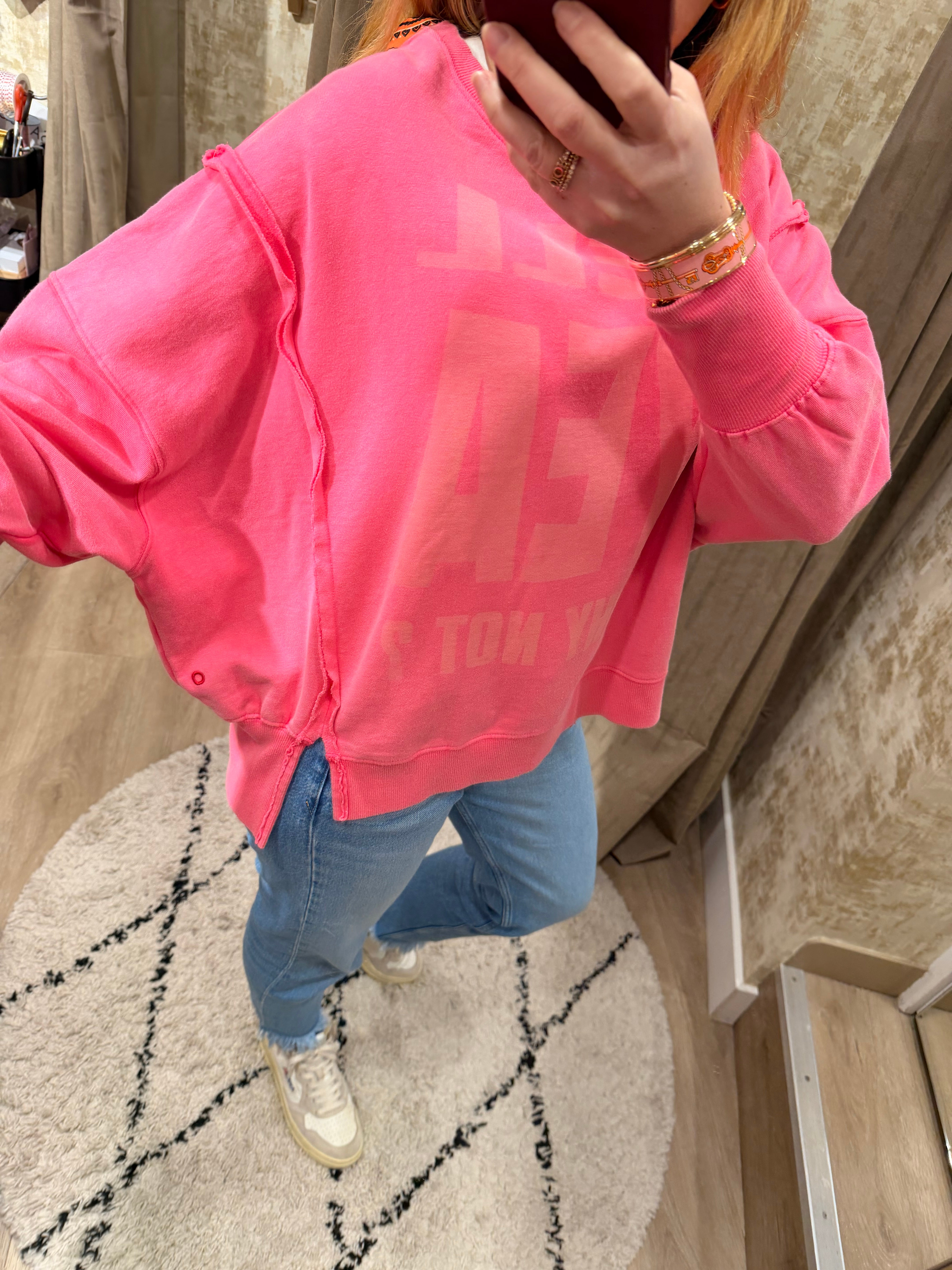 Sweat JUDY effet délavé boyfriend en coton - ONE TEE