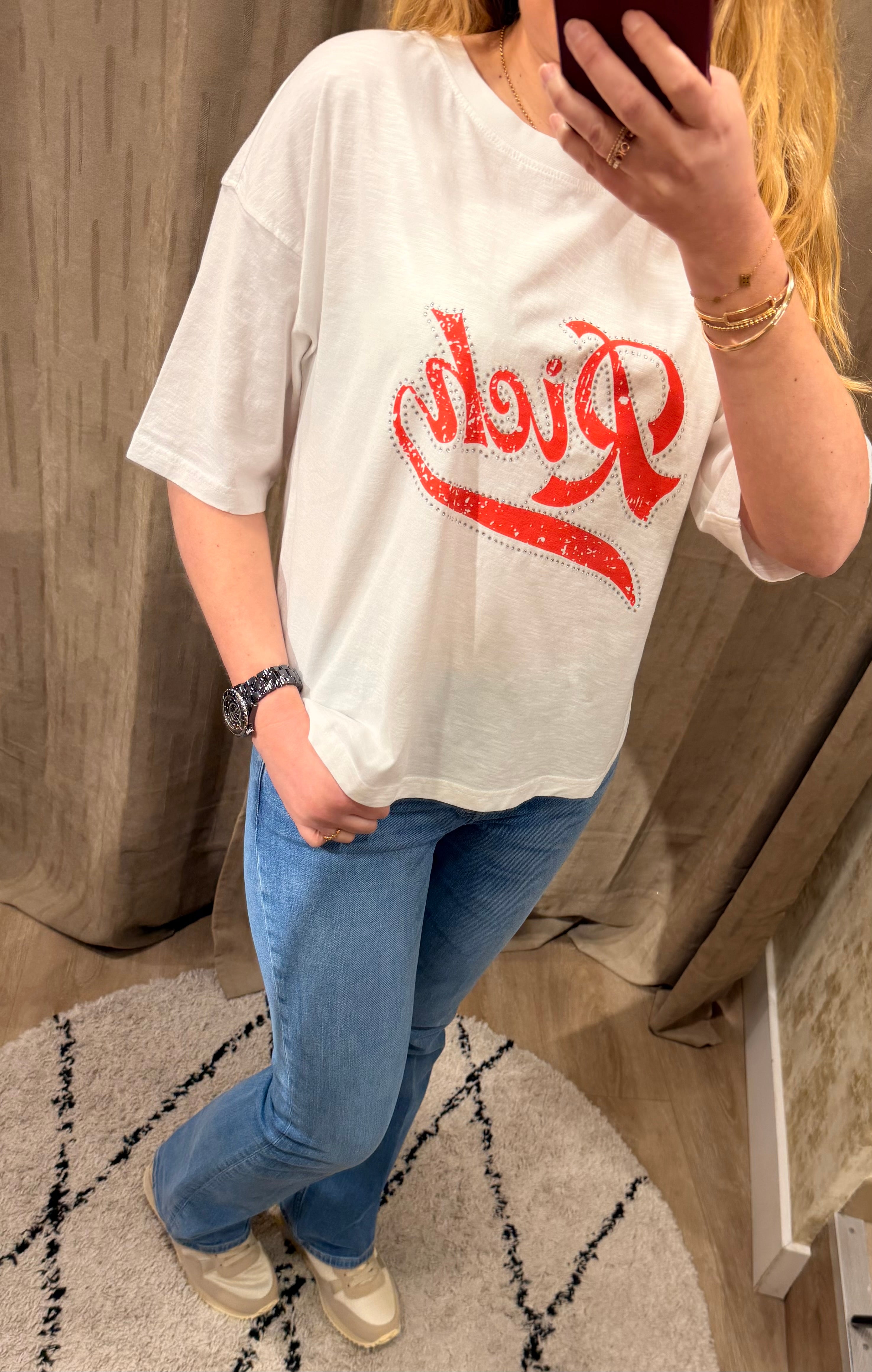 T-shirt oversize TAMARA "Rich3 en coton - Coupe boyfriend tendance - ONE TEE