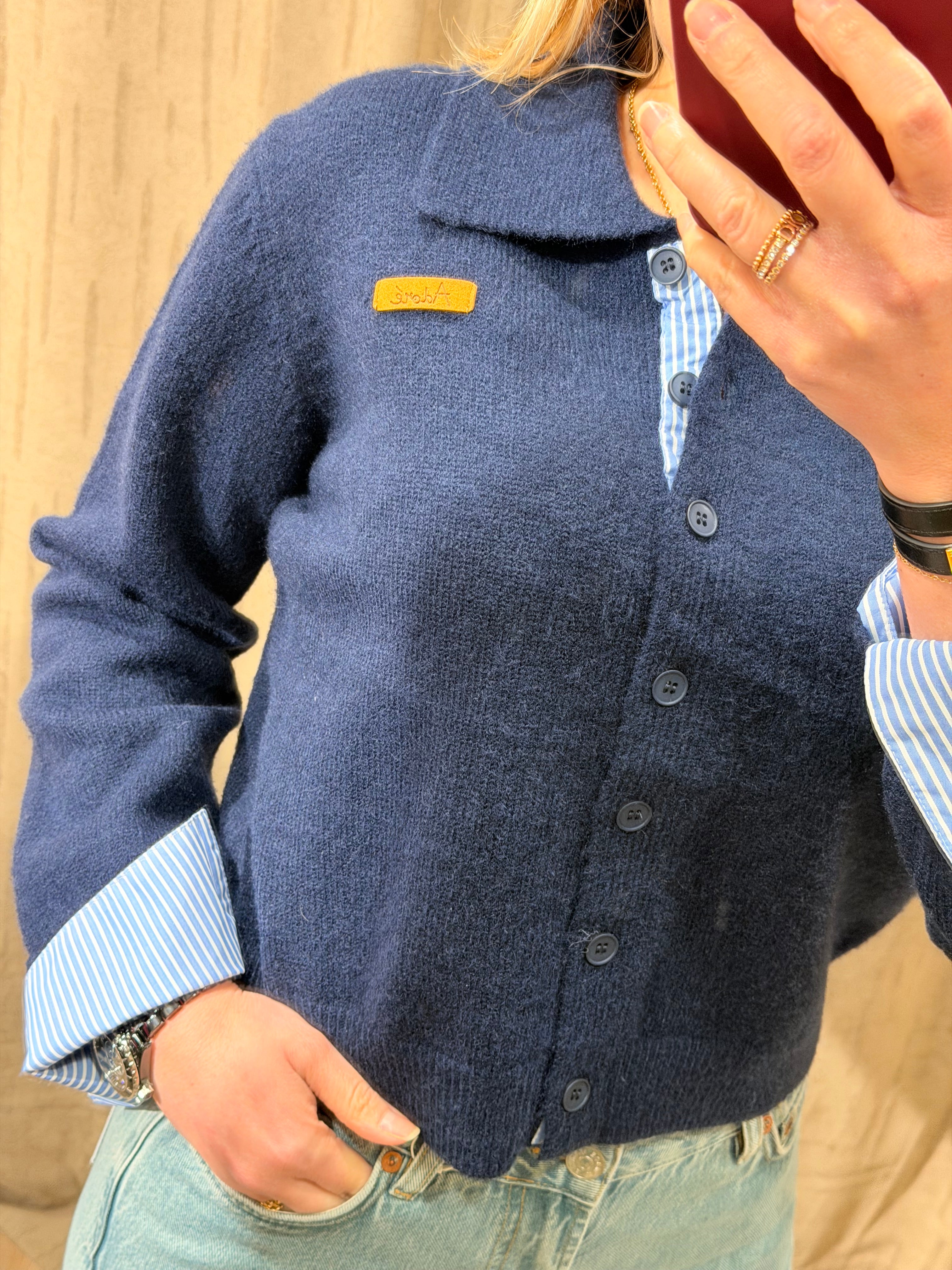 Gilet chemise femme Sorya bi-matière rouge, gris ou marine - Adoré Paris