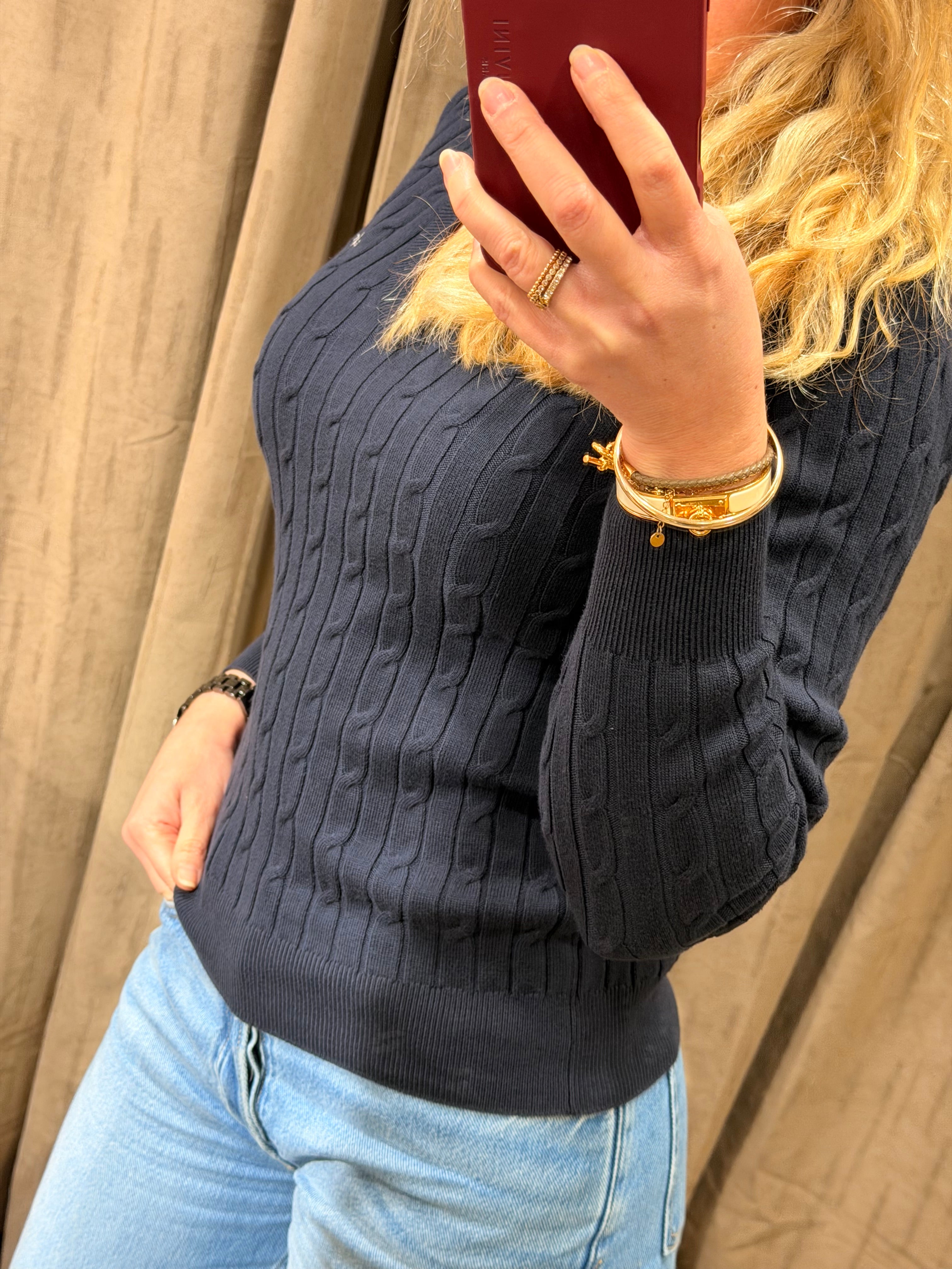 Pull col V torsadé en coton femme élégant et intemporel – Gant