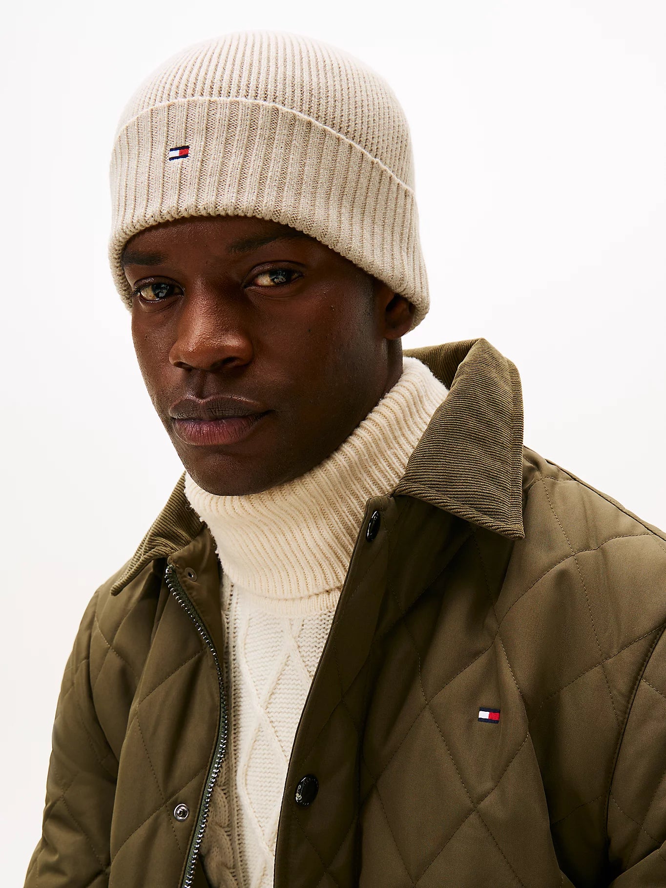 bonnet Tommy Hilfiger Homme Beige coton et cachemire 