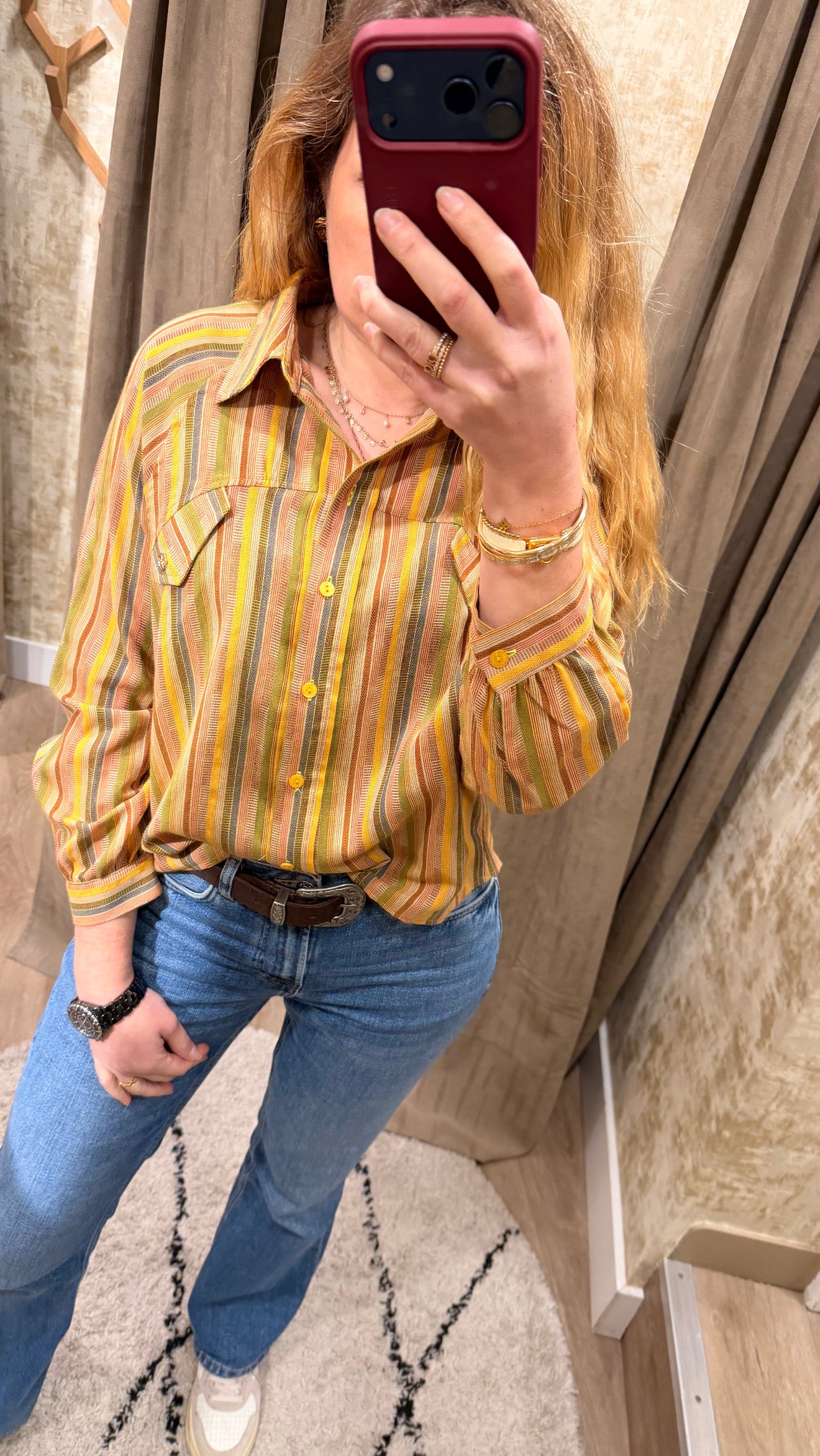 Chemise western femme rayures multicolores style bohème chic – Adoré Paris