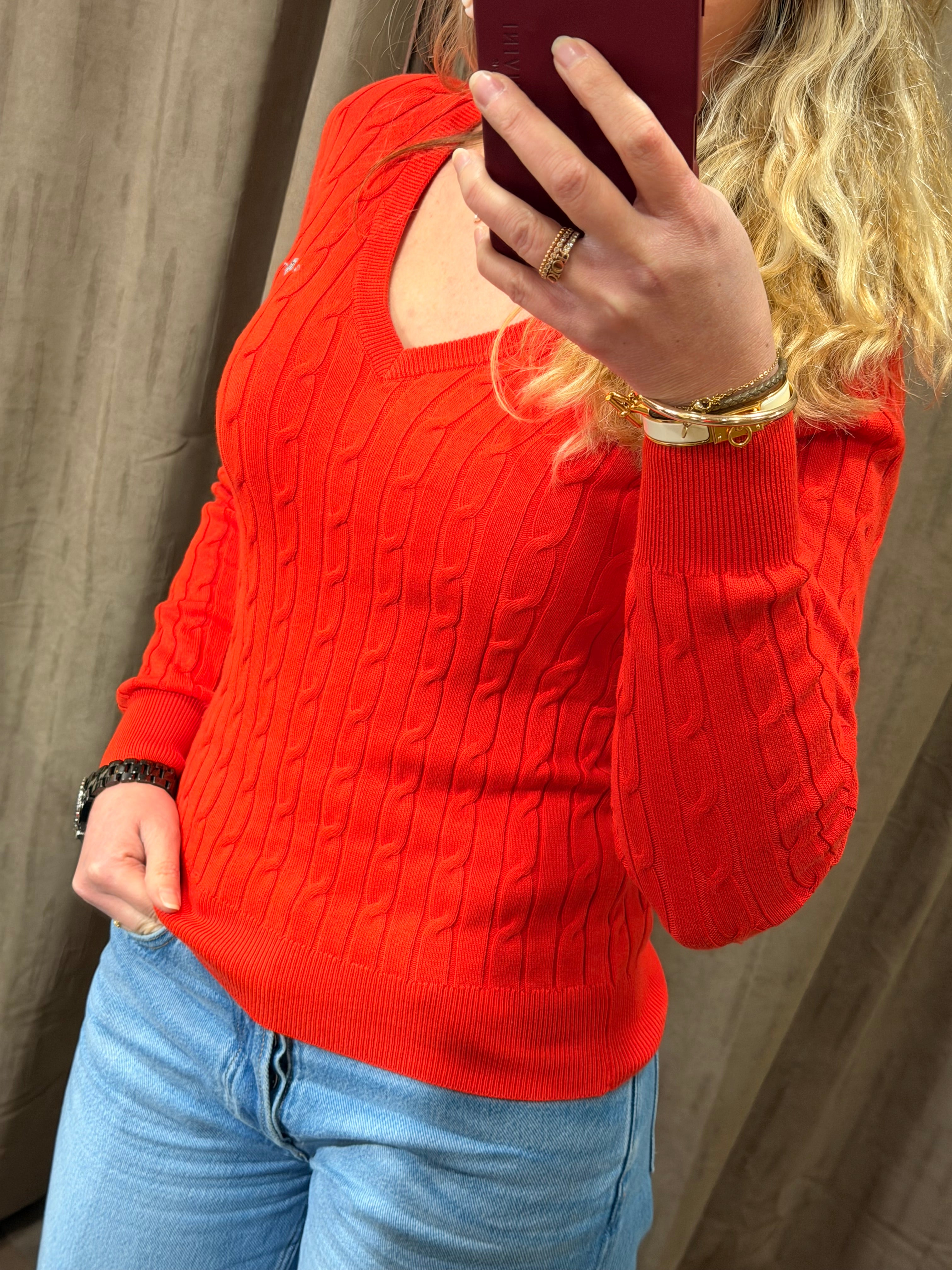 Pull col V torsadé en coton femme élégant et intemporel – Gant