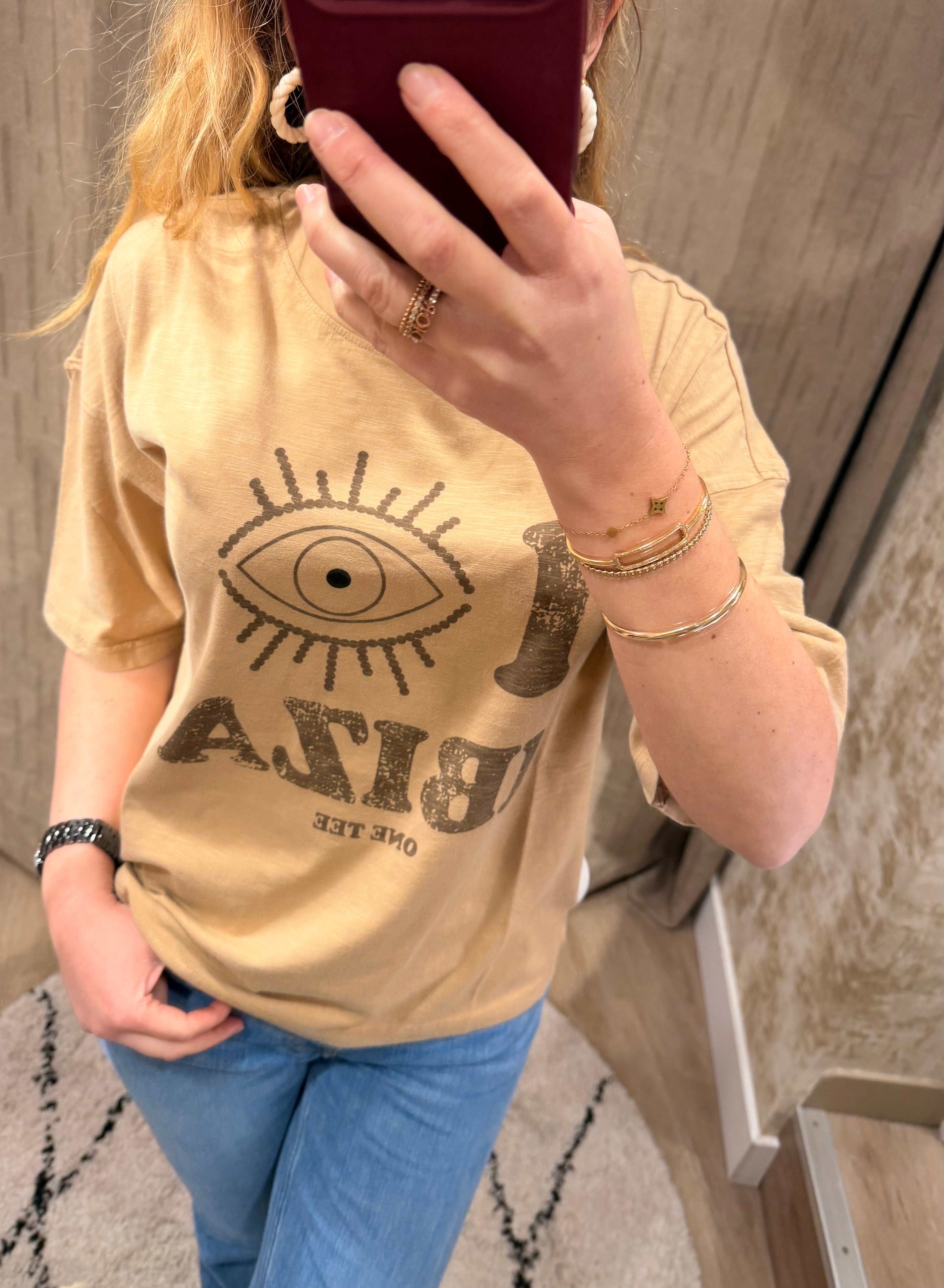 T-shirt CLARA oversize en coton avec print Ibiza et broderie - ONE TEE