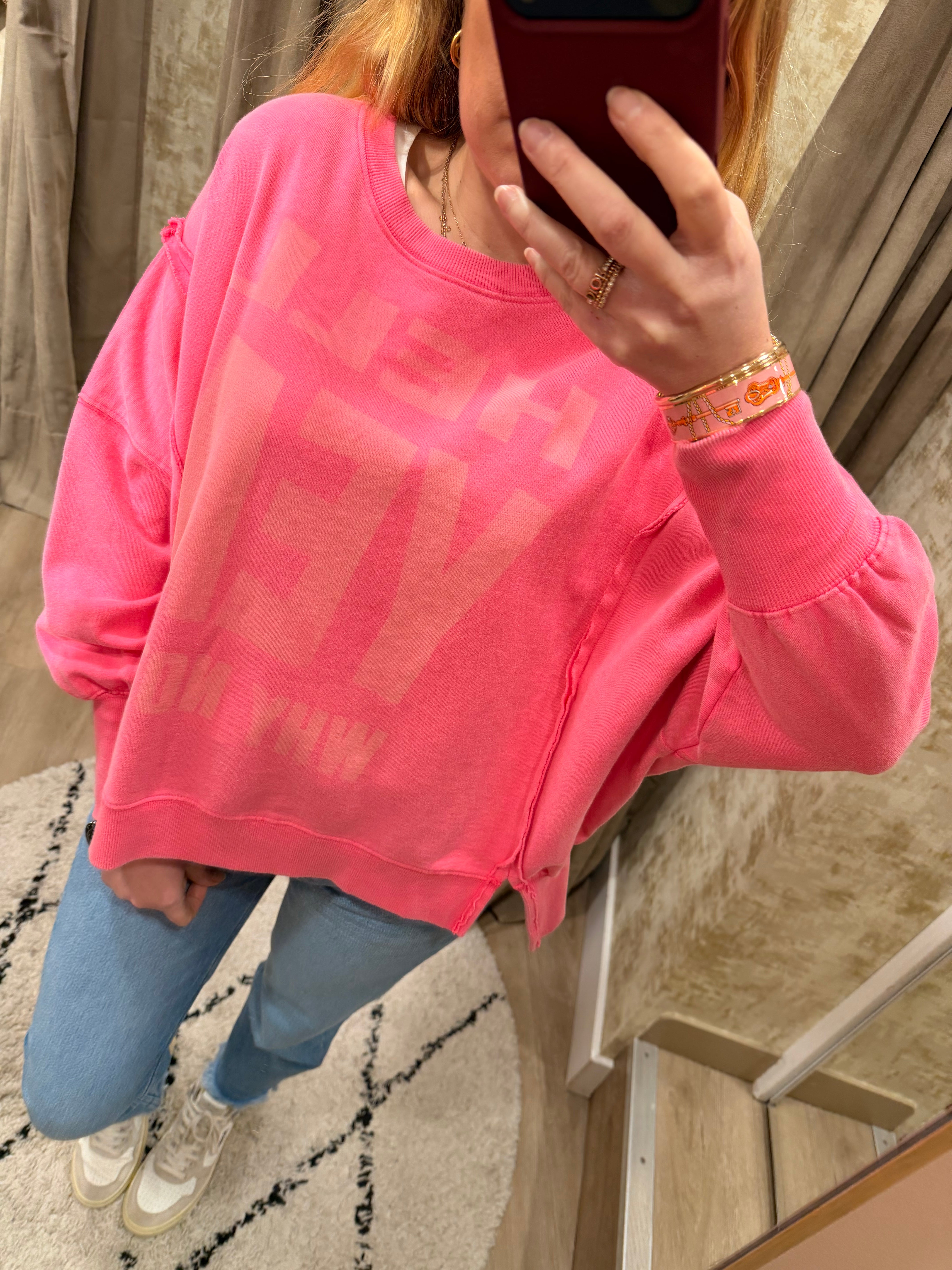 Sweat JUDY effet délavé boyfriend en coton - ONE TEE