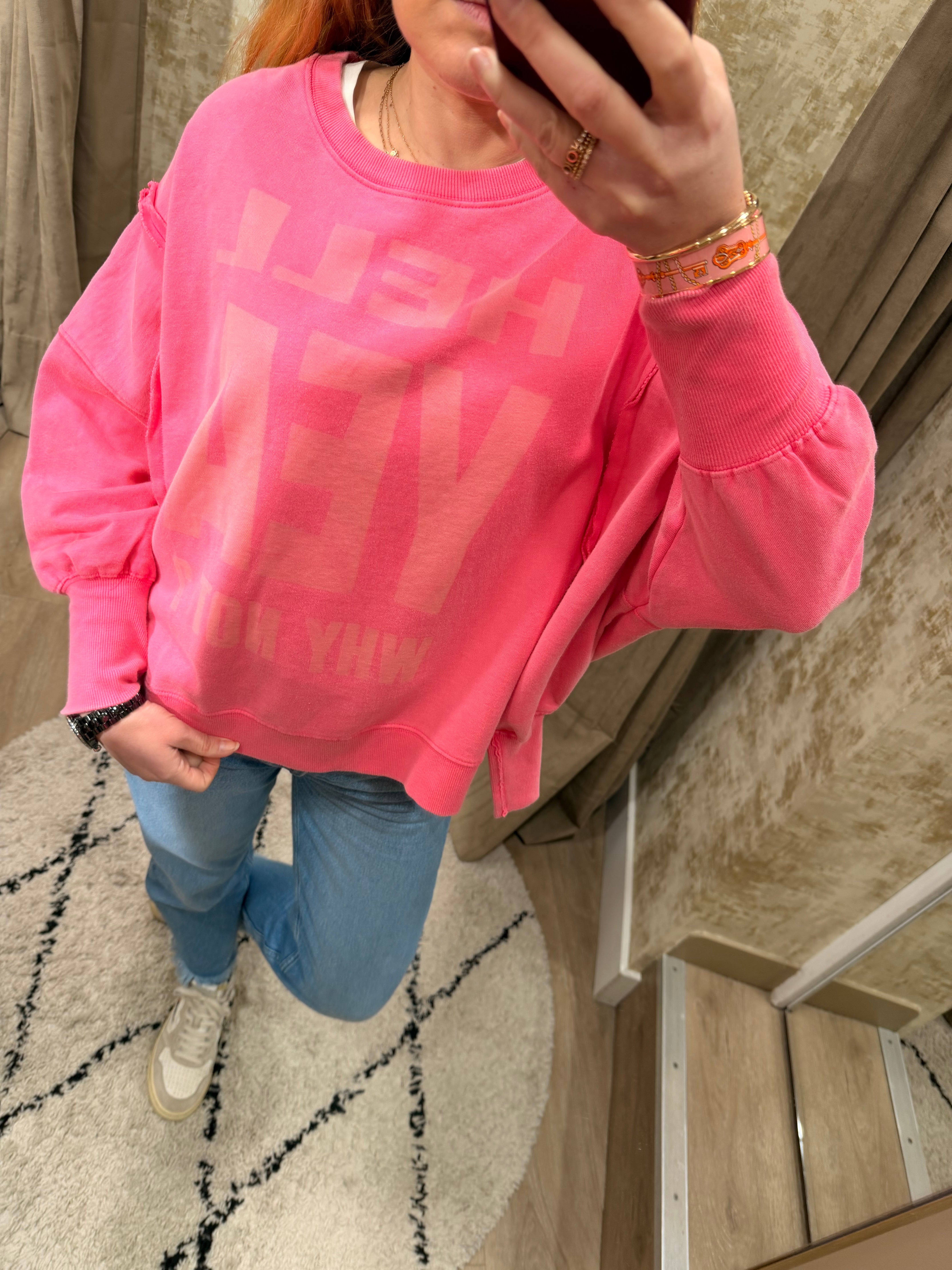 Sweat JUDY effet délavé boyfriend en coton - ONE TEE