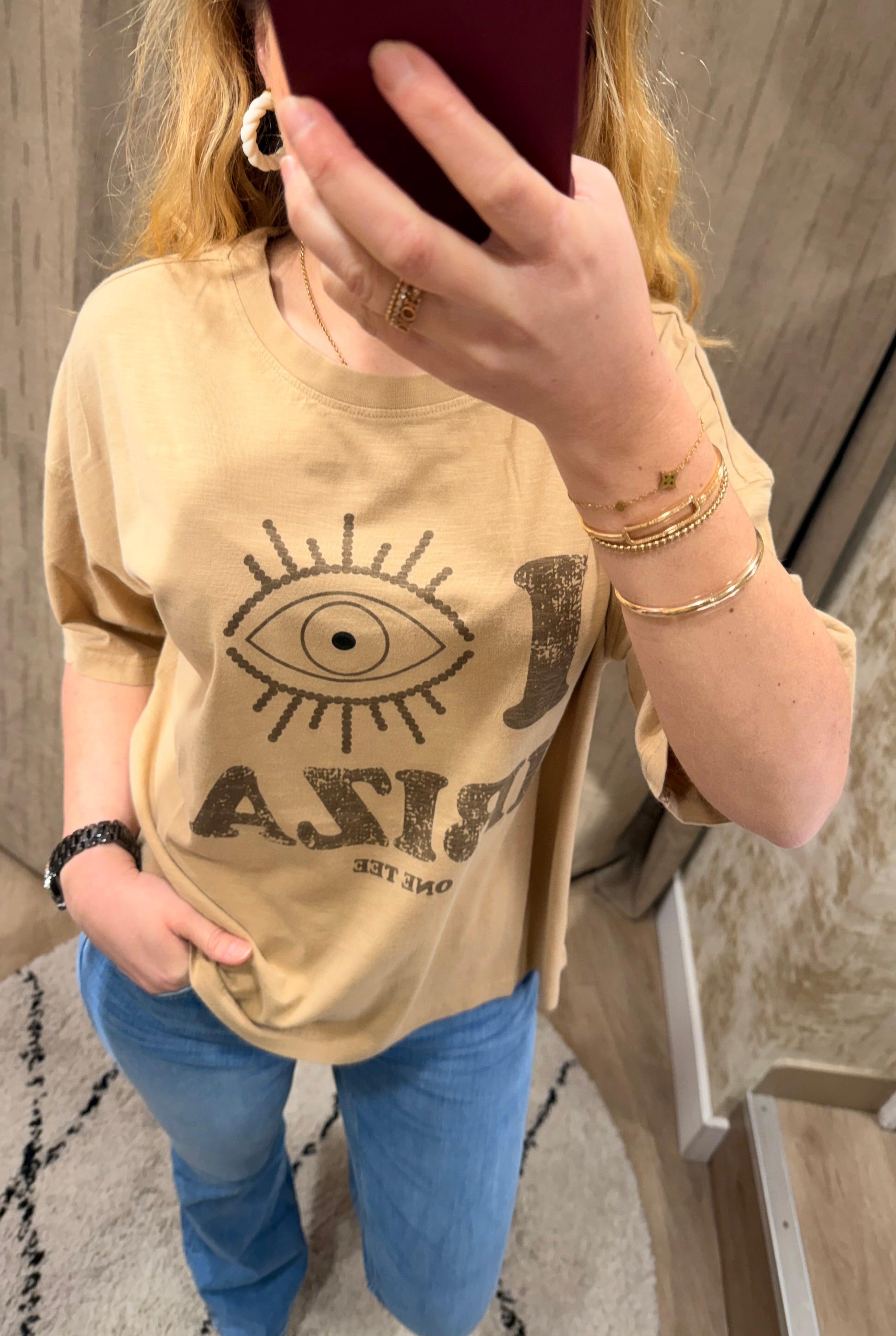 T-shirt CLARA oversize en coton avec print Ibiza et broderie - ONE TEE