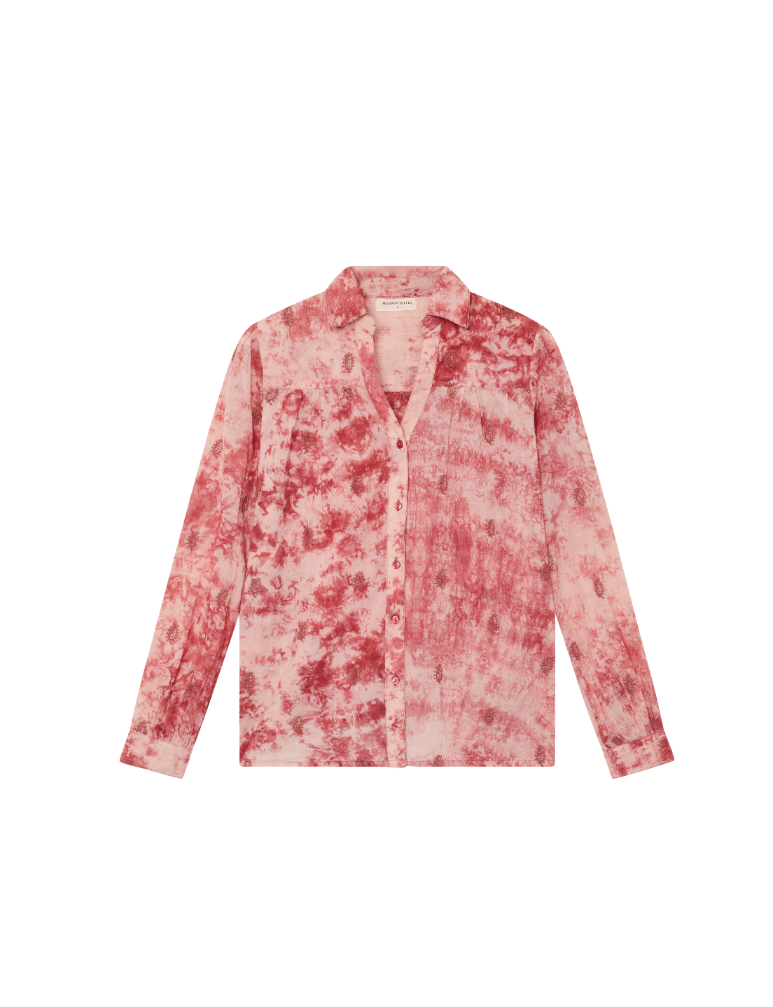 Chemise Rani rose imprimée bohème – Chemise fluide tie and dye femme – Maison Hôtel