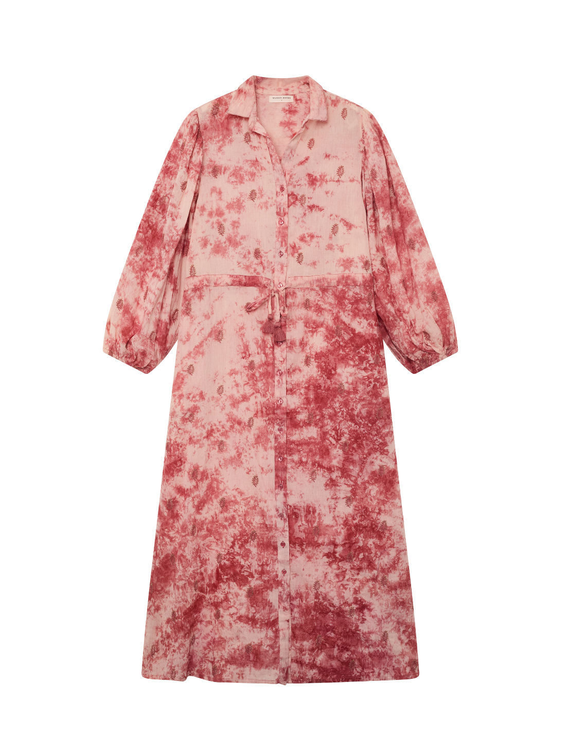 Robe Freya longue rose tie and dye – Robe bohème fluide manches longues femme – Maison Hôtel