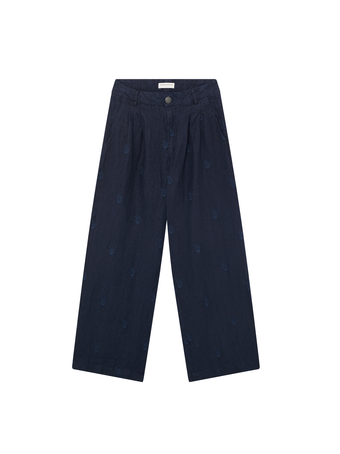 Pantalon Otto bleu marine fluide – Pantalon large taille haute femme élégant – Maison Hôtel