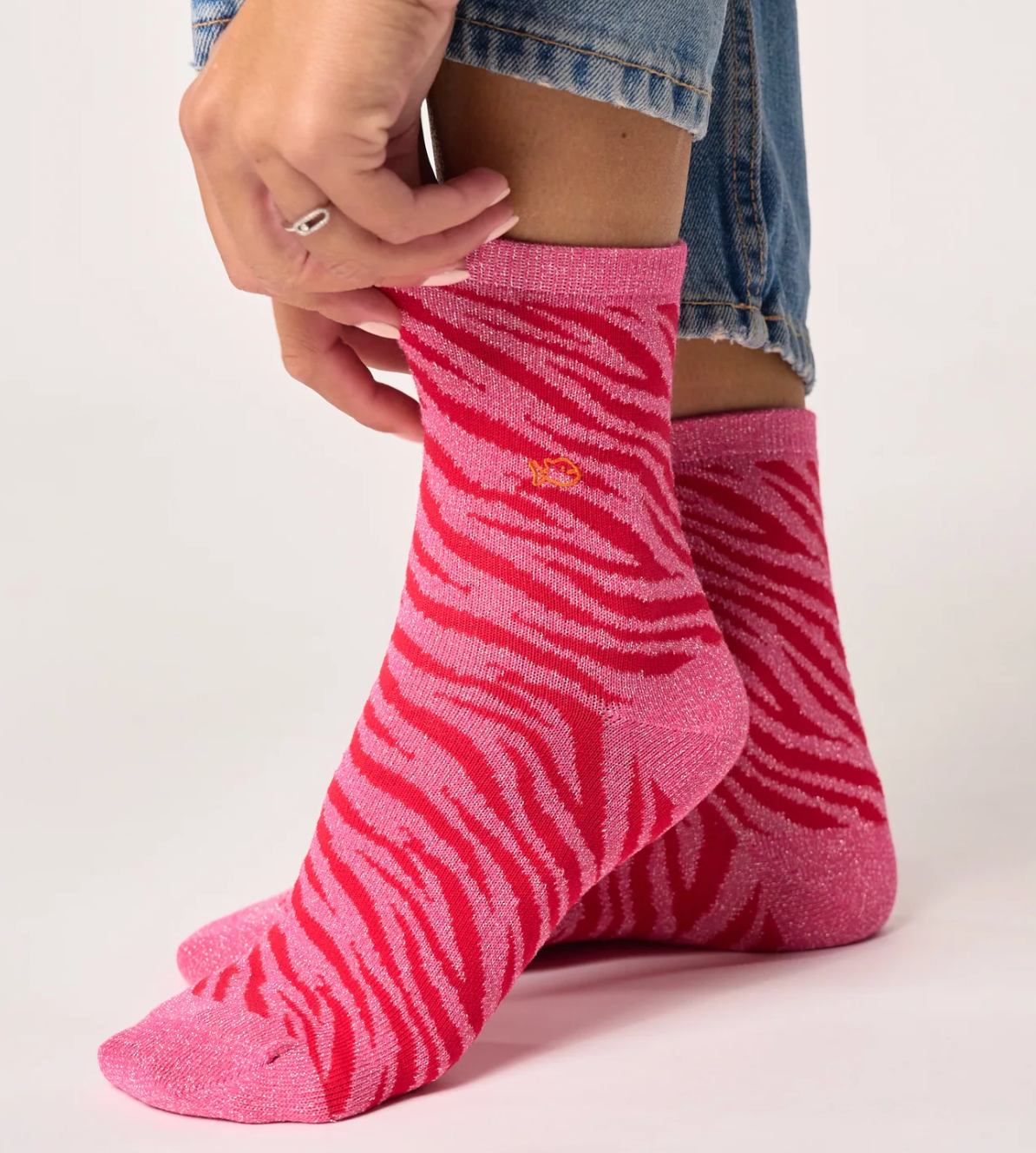 Chaussettes à paillettes en coton BIO  motif zèbre femme – plusieurs coloris – BILLYBELT