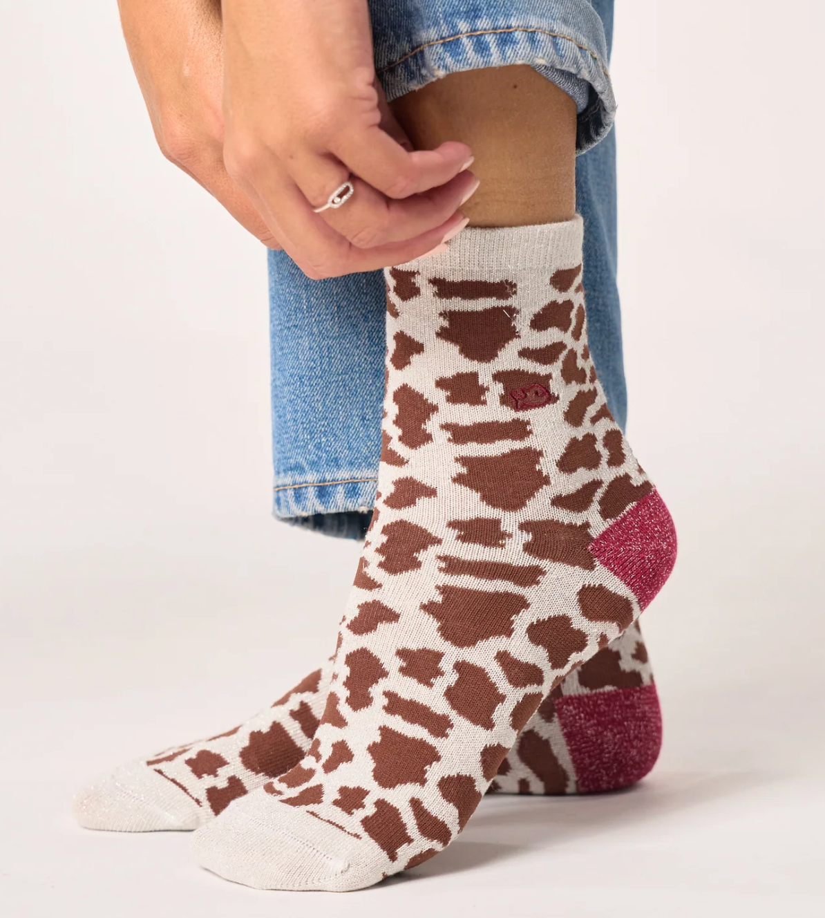 Chaussettes femme à paillettes en coton bio  motif vache multicolores – confort et originalité – BILLYBELT