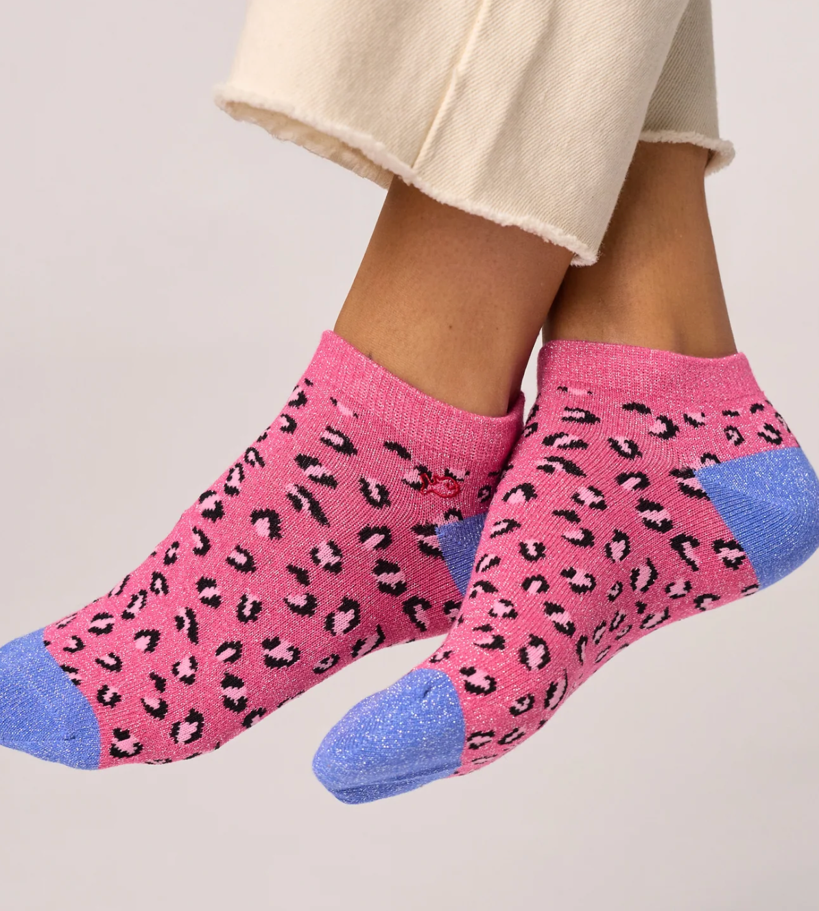 Socquettes en coton BIO femme à paillettes motif léopard – Plusieurs coloris – Billybelt