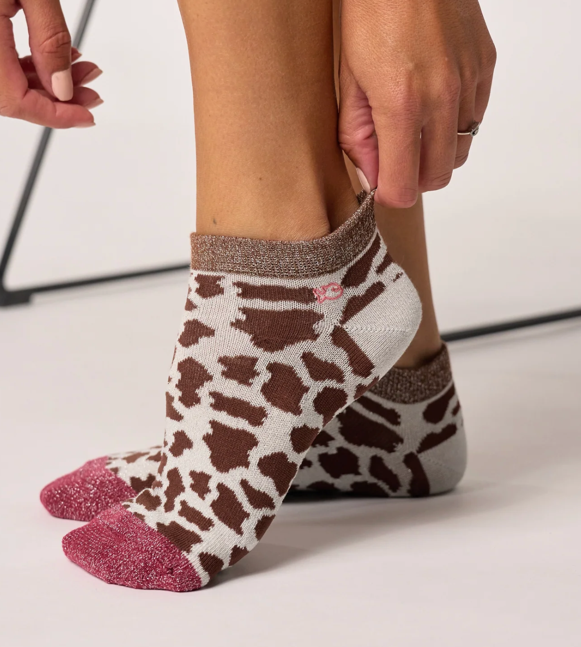 Socquettes femme à paillettes motif vache – chaussettes fantaisie  – BILLYBELT