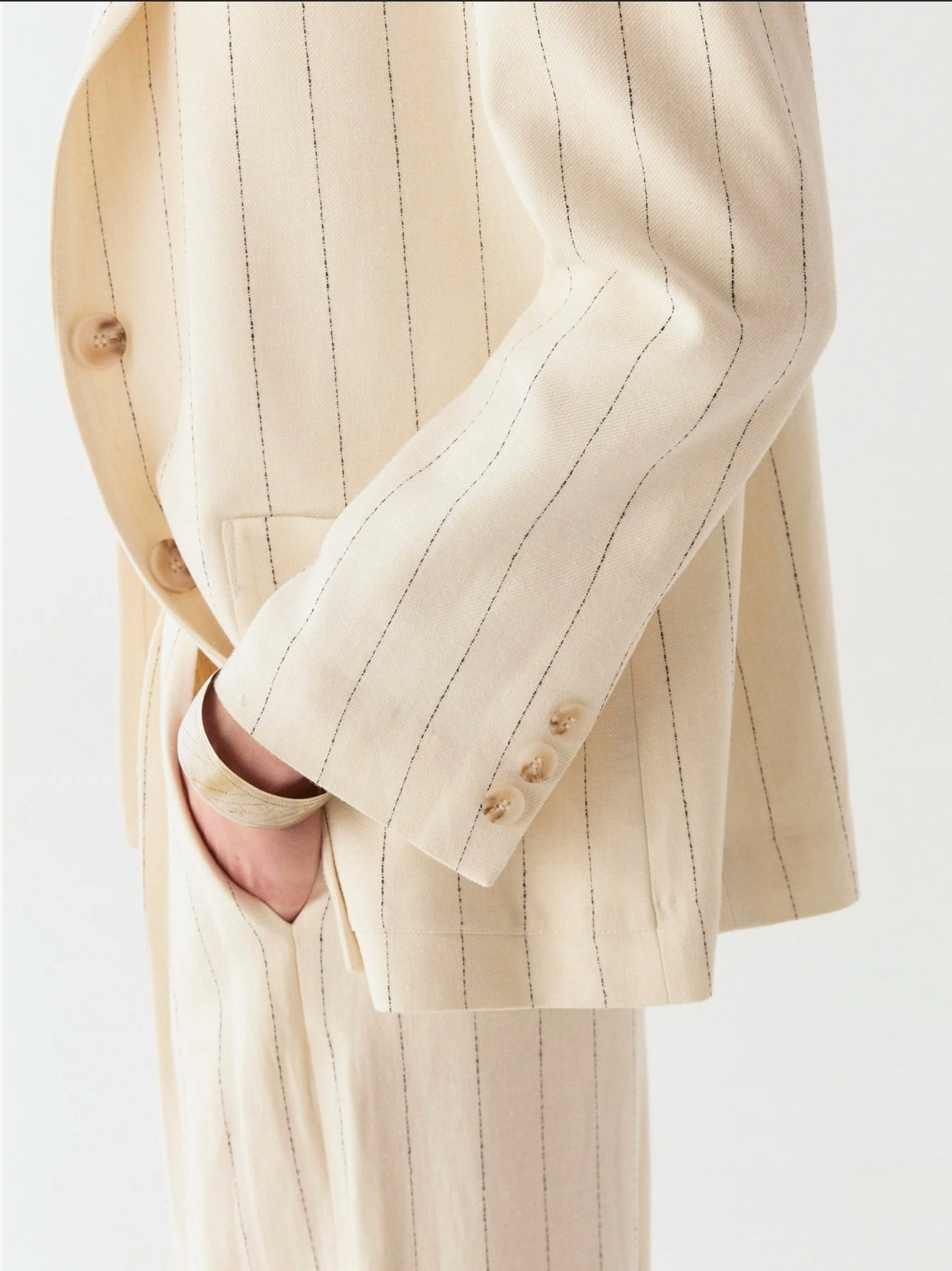 Veste PADDY rayée beige femme – Blazer chic et élégant – Maison Hôtel
