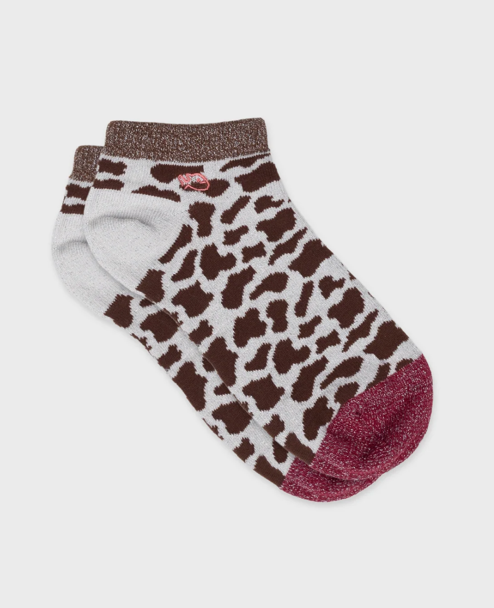 Socquettes femme à paillettes motif vache – chaussettes fantaisie  – BILLYBELT