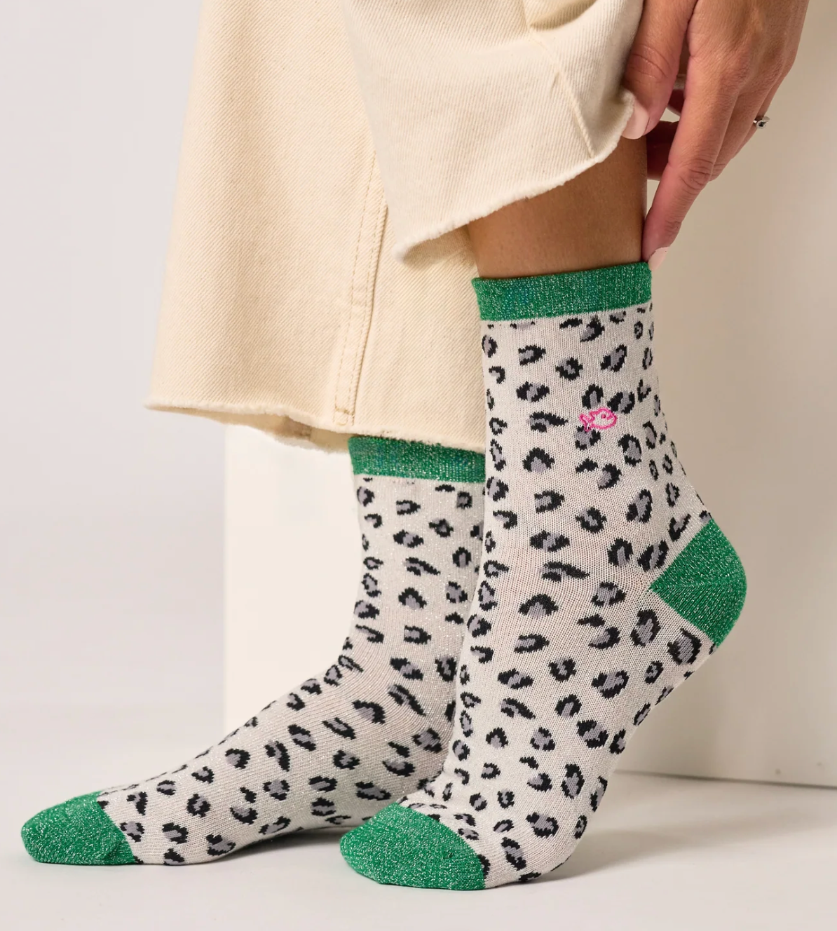 Chaussettes femme léopard à paillettes en coton BIO – Plusieurs coloris tendance – BILLYBELT