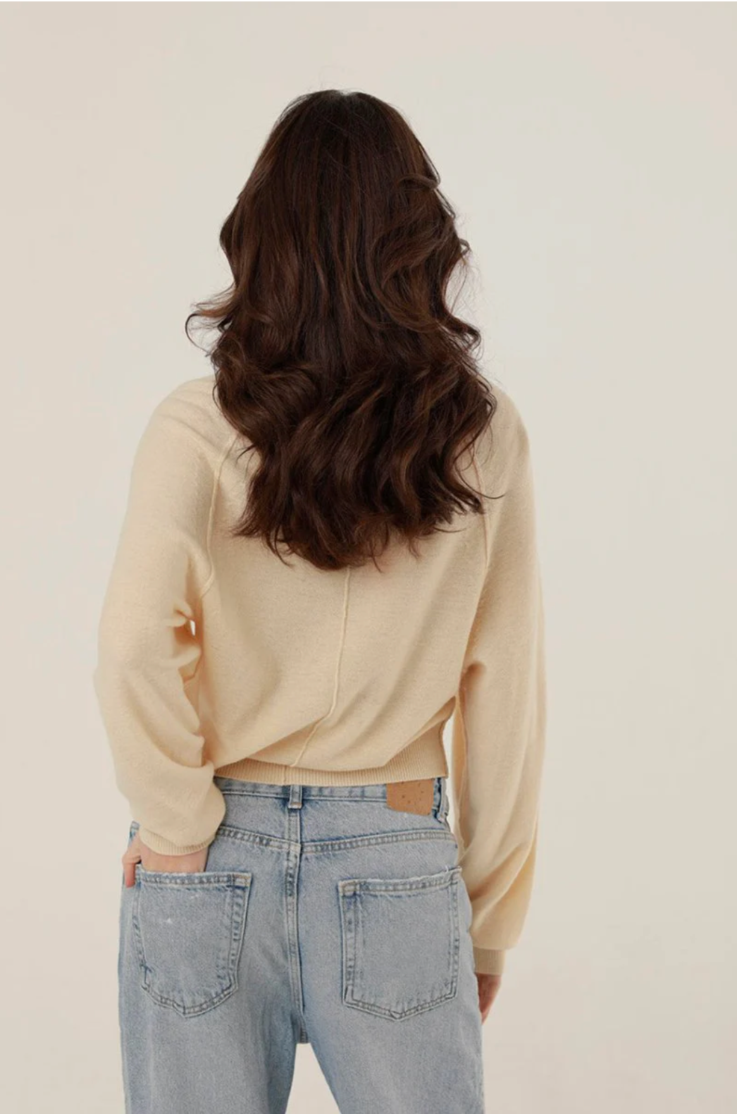 Pull KEILA beige oversize à manches ballon - effet mousse doux - ONE TEE