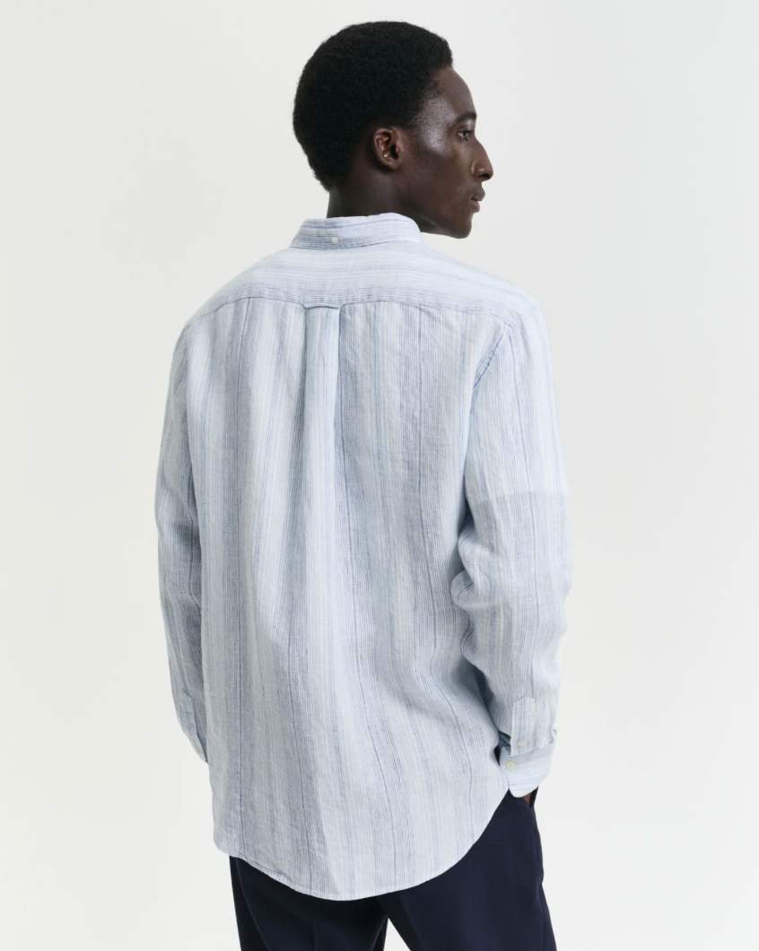 Chemise en lin à fines rayures homme bleu ou rose – élégance estivale – Gant