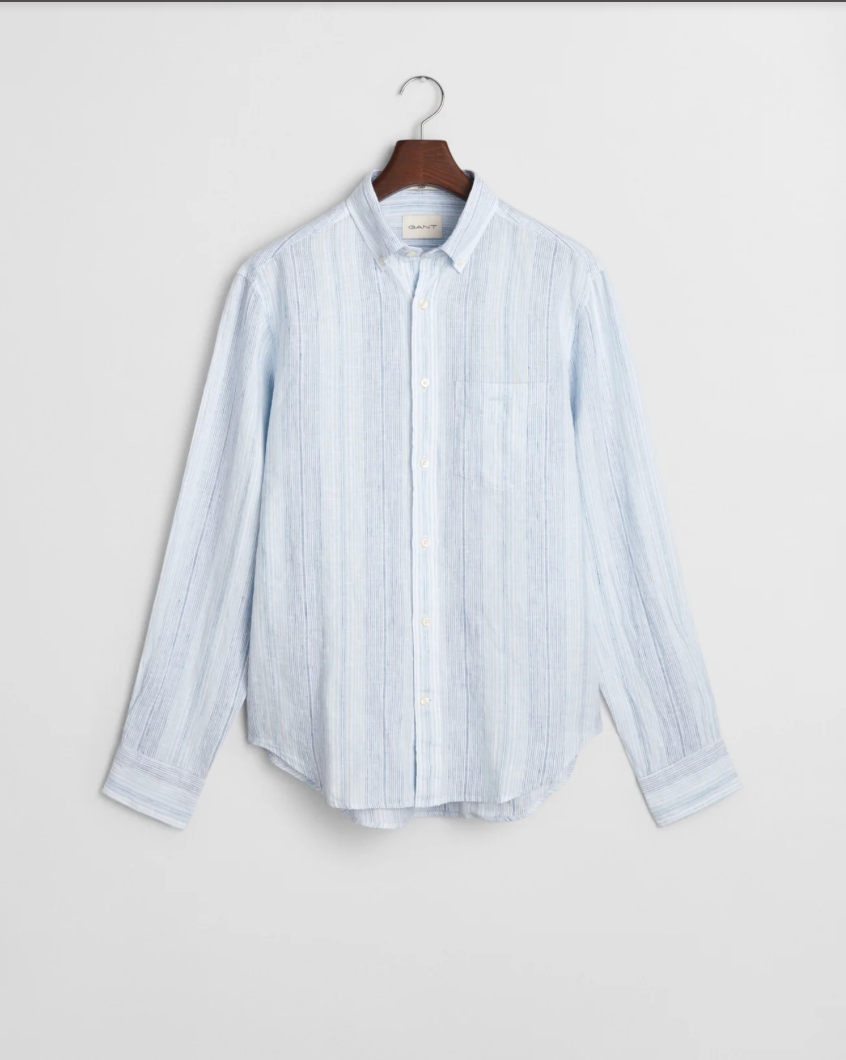 Chemise en lin à fines rayures homme bleu ou rose – élégance estivale – Gant
