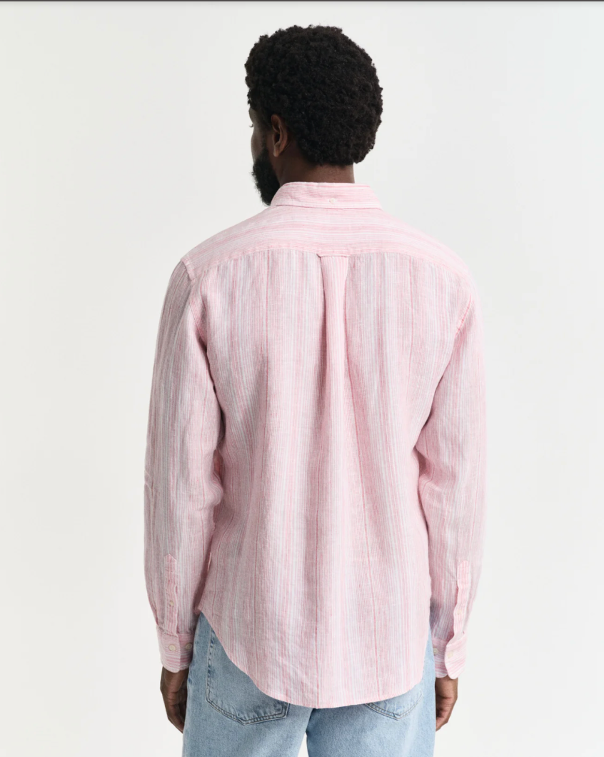 Chemise en lin à fines rayures homme bleu ou rose – élégance estivale – Gant
