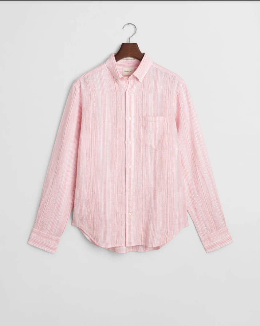 Chemise en lin à fines rayures homme bleu ou rose – élégance estivale – Gant