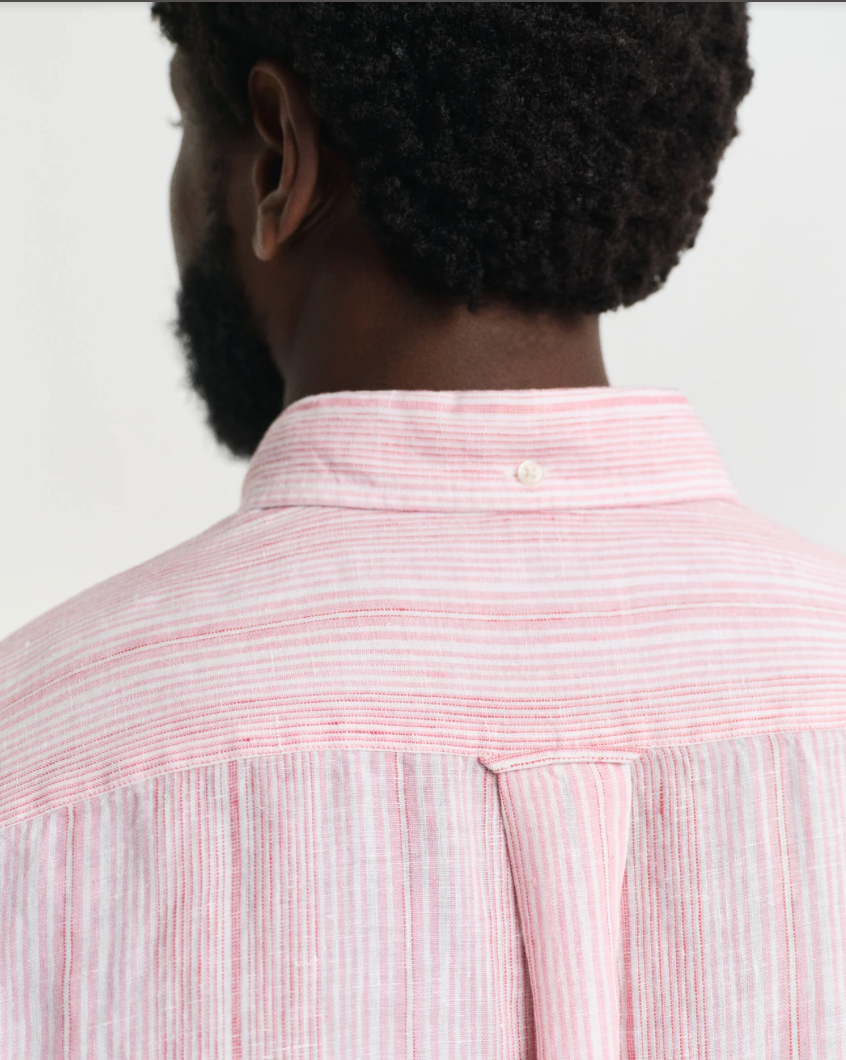 Chemise en lin à fines rayures homme bleu ou rose – élégance estivale – Gant