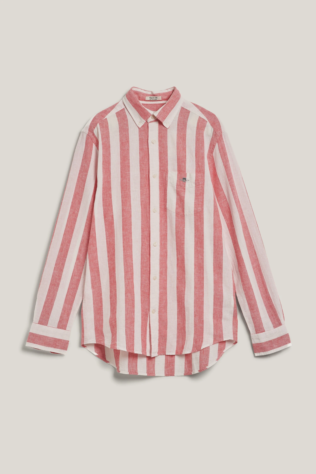 Chemise homme rayée en lin et coton rouge – élégance estivale – Gant