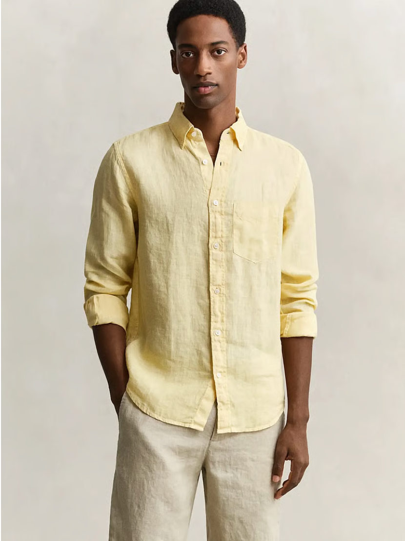 Chemise en lin teinté homme – légère et respirante – plusieurs coloris – Gant