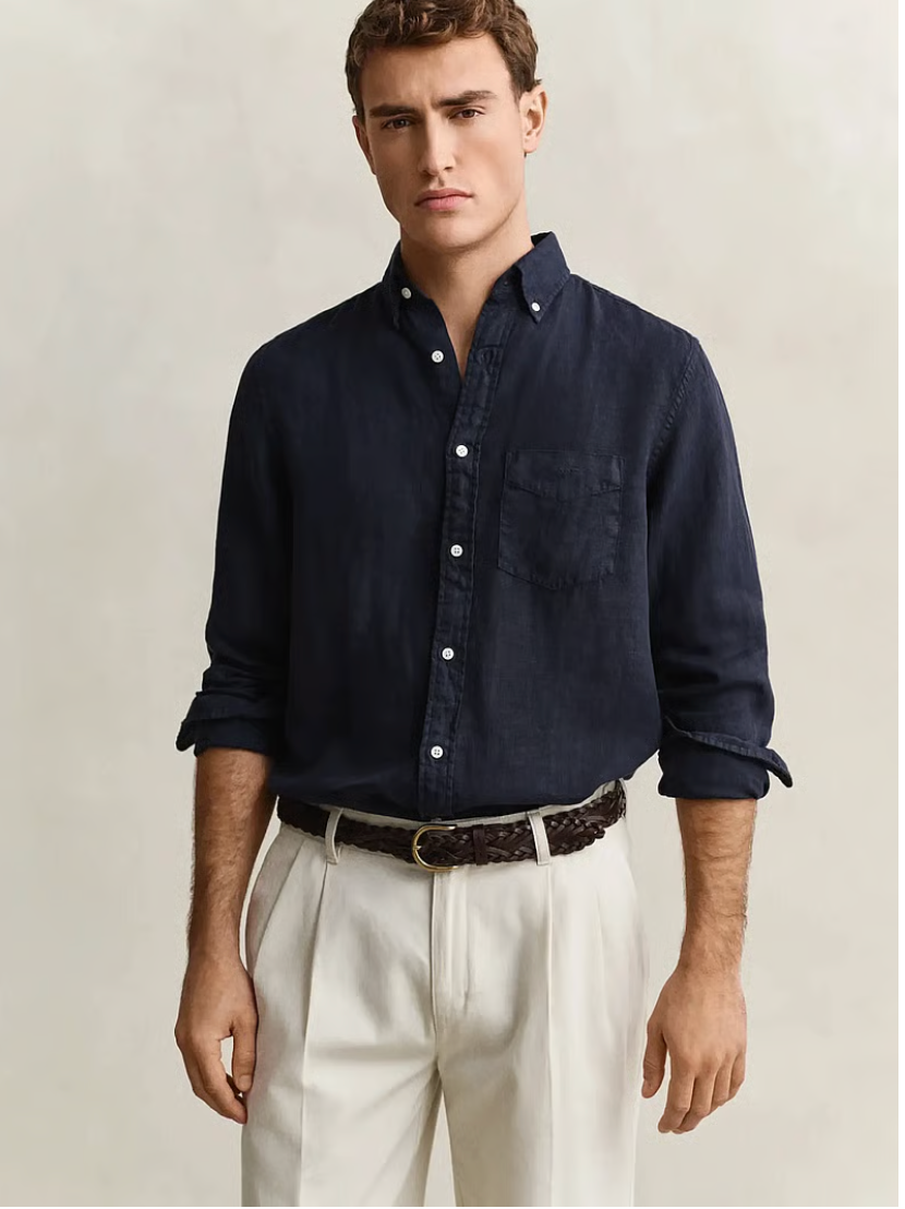 Chemise en lin teinté homme – légère et respirante – plusieurs coloris – Gant