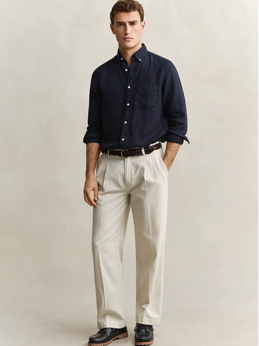 Chemise en lin teinté homme – légère et respirante – plusieurs coloris – Gant