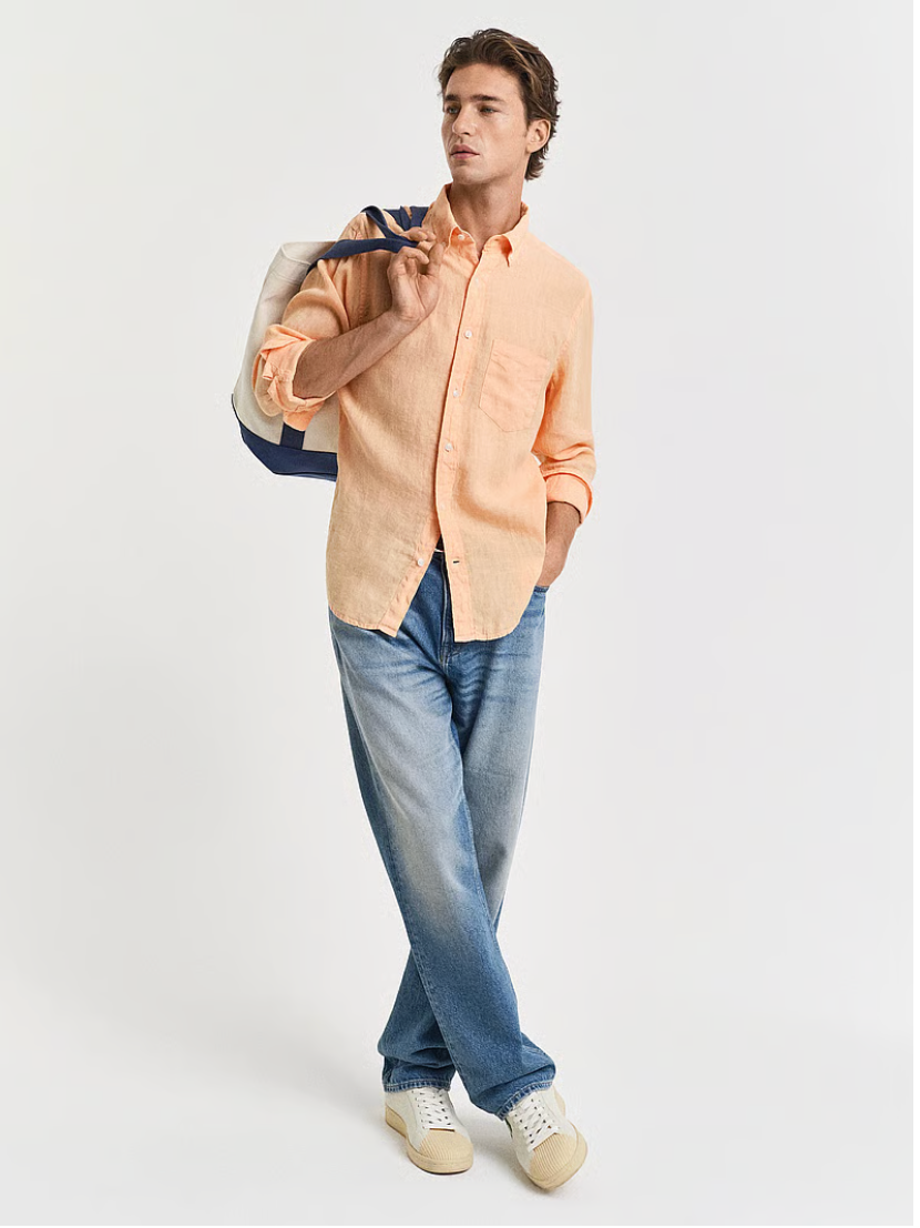 Chemise en lin teinté homme – légère et respirante – plusieurs coloris – Gant