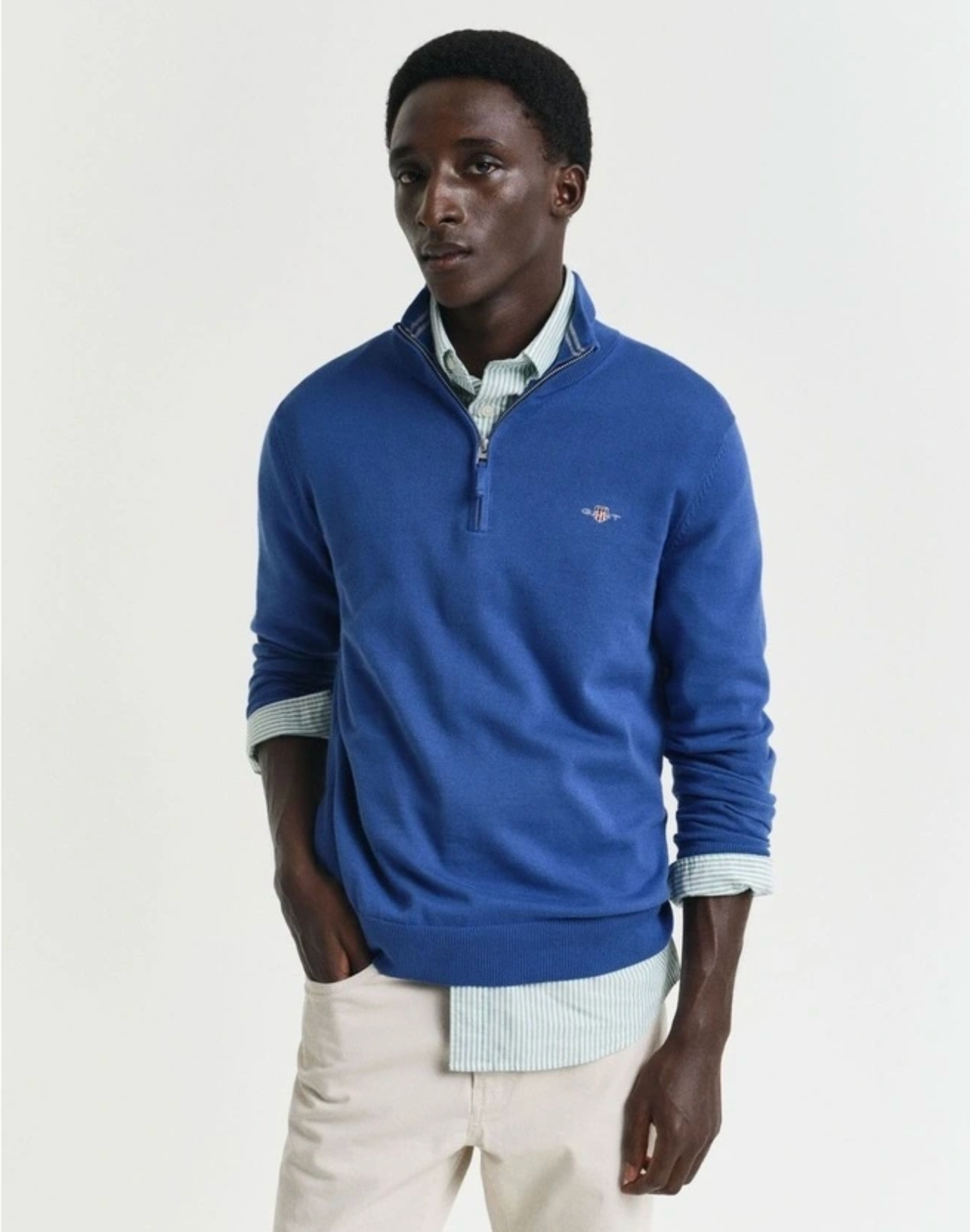 Pull homme 1/2 zip en coton – Confort premium et style casual chic – Gant