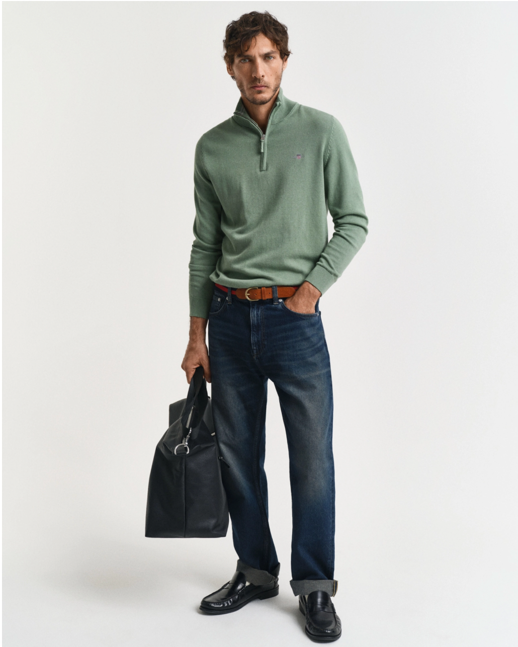 Pull homme 1/2 zip en coton – Confort premium et style casual chic – Gant