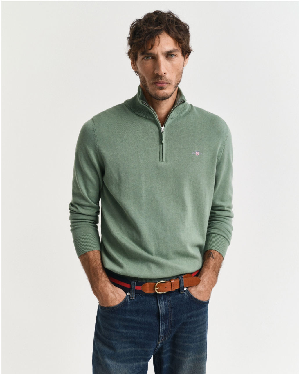 Pull homme 1/2 zip en coton – Confort premium et style casual chic – Gant