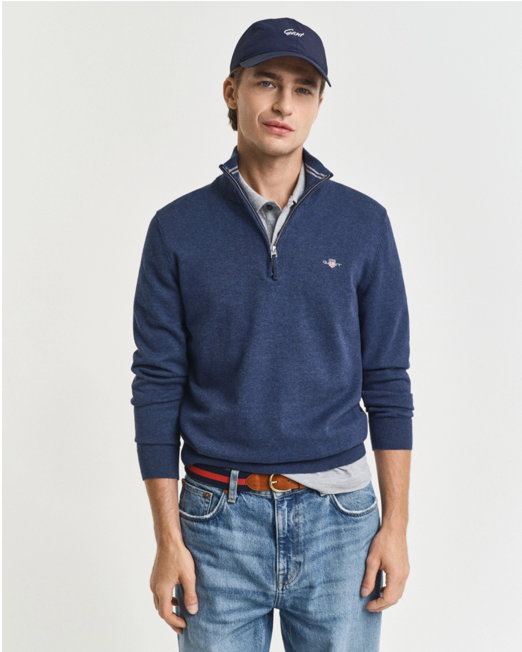 Pull homme 1/2 zip en coton – Confort premium et style casual chic – Gant