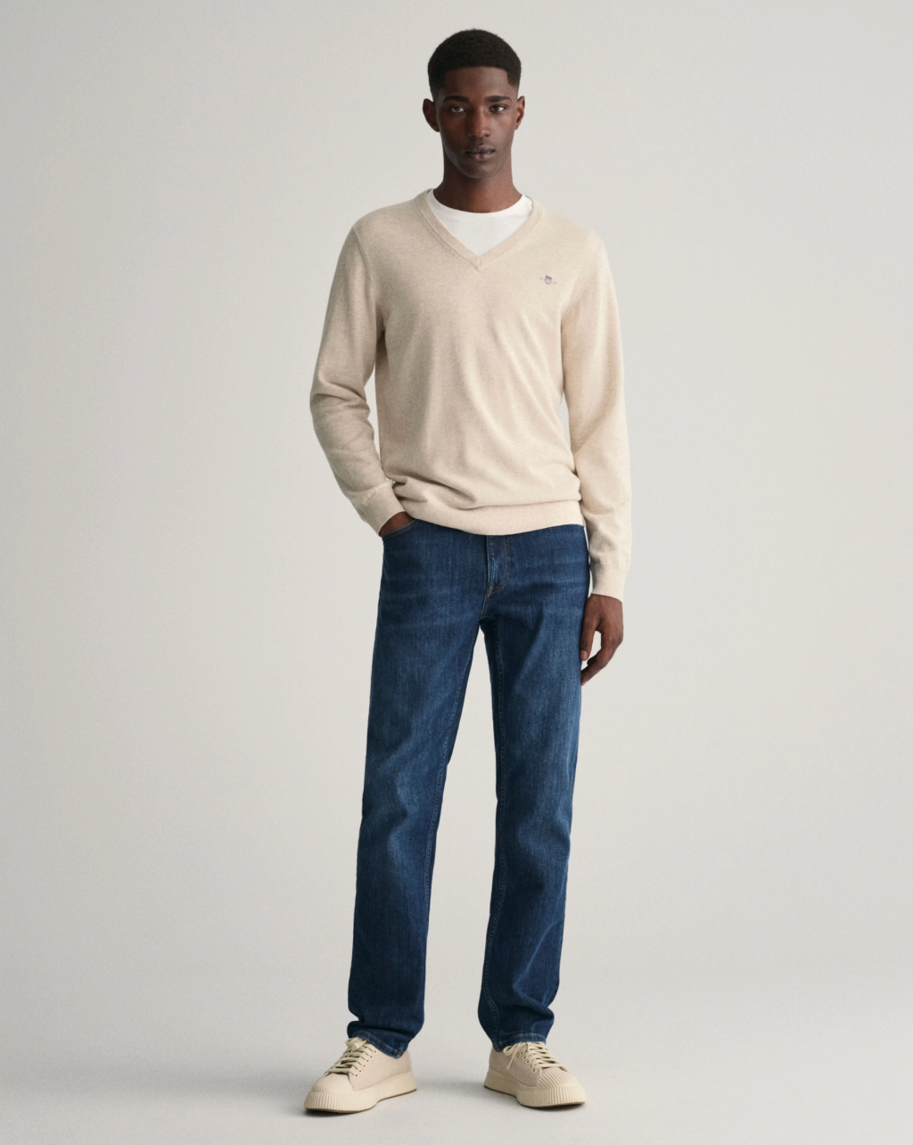 Pull en coton col en V homme élégant et confortable - Plusieurs coloris - Gant