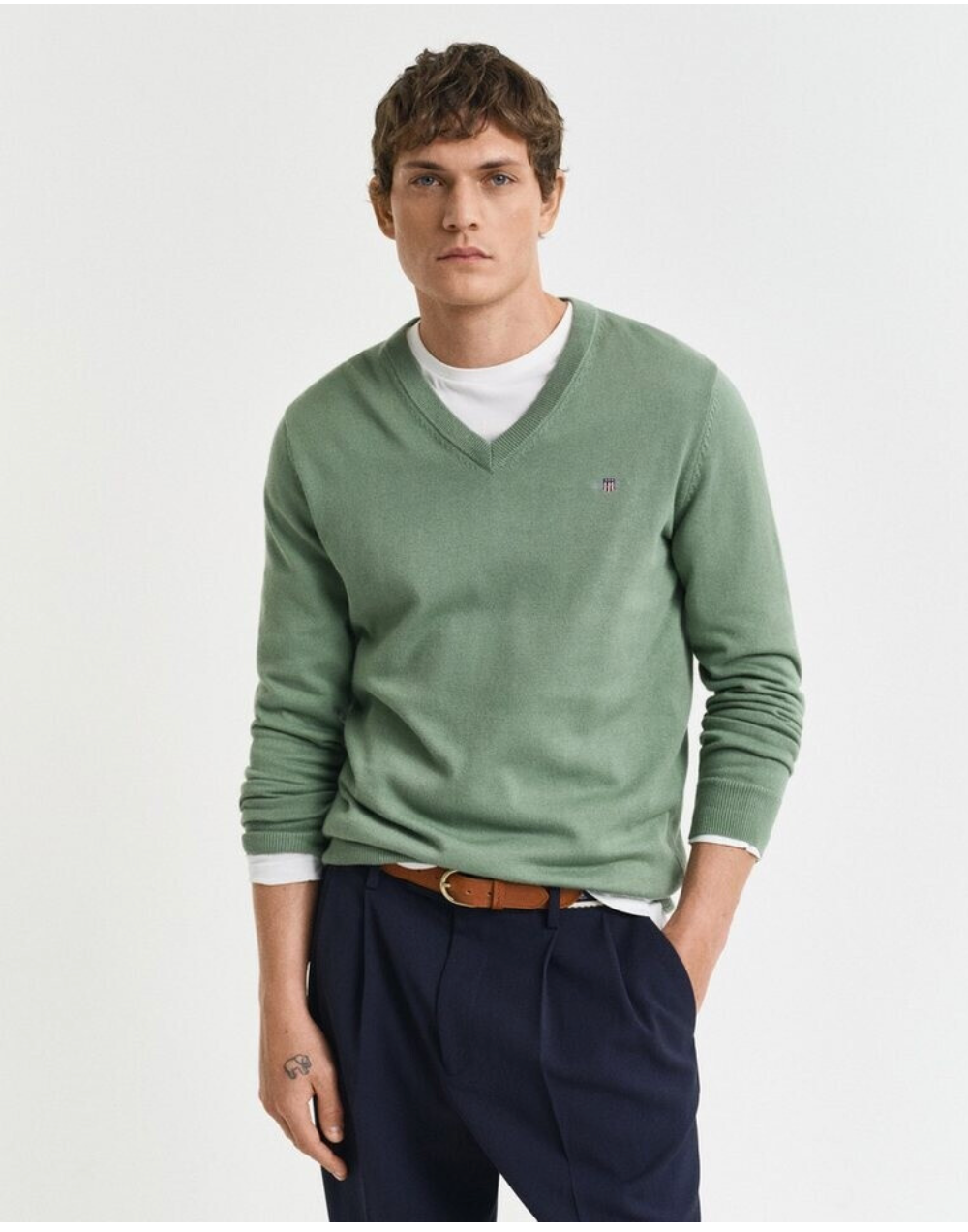 Pull en coton col en V homme élégant et confortable - Plusieurs coloris - Gant