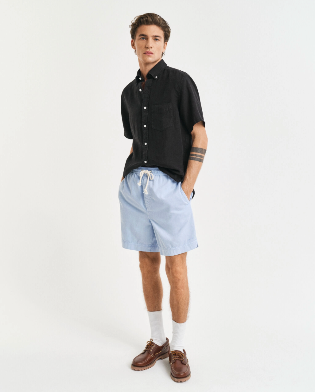 Short en coton doux casual homme – Taille élastique & cordon – Gant