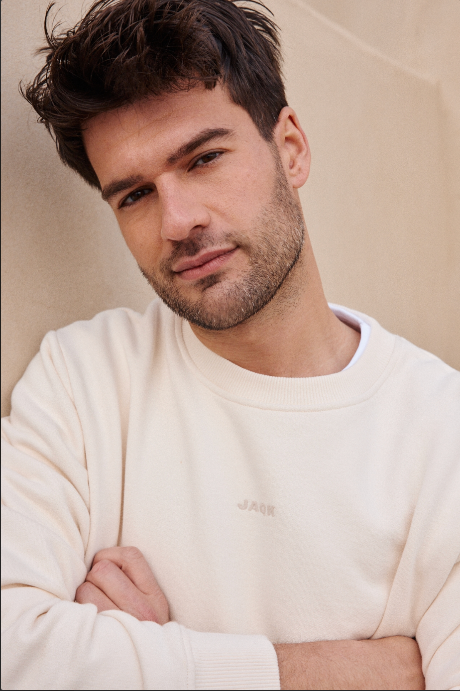 Sweat Marco en coton beige – confort minimaliste tendance homme - JAQK