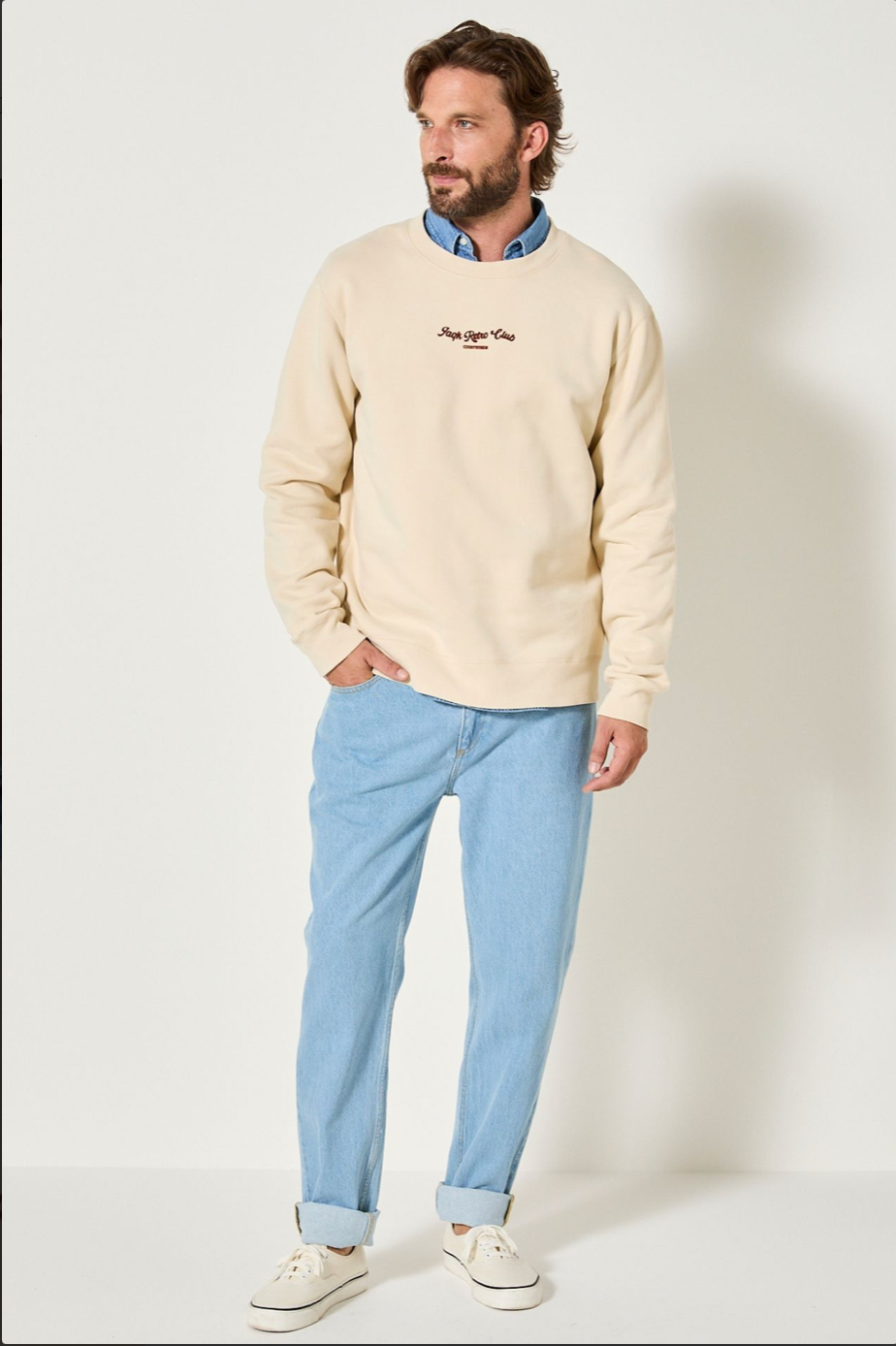 Sweat rétro beige en coton doux homme – Style casual premium - JAQK