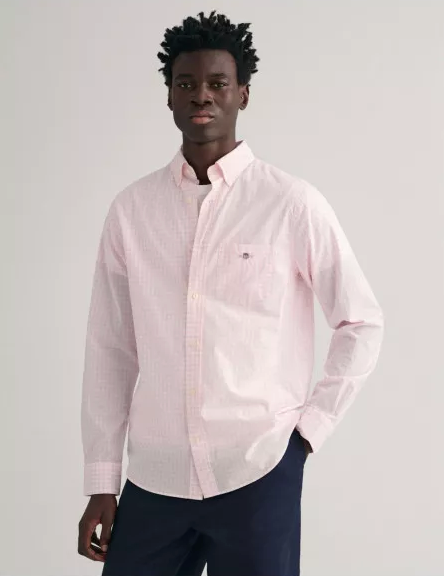 Chemise à carreaux regular en popeline gingham homme – Gant