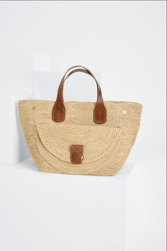 Sac cabas LAZA en raphia naturel fait main – Grand sac élégant et structuré - IBELIV