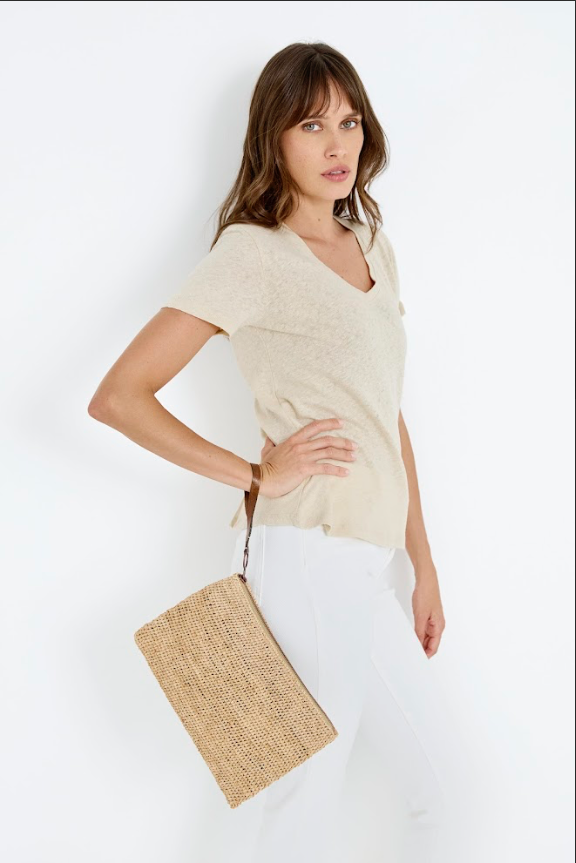 Pochette en raphia AMPY faite main – Élégante et naturelle – IBELIV