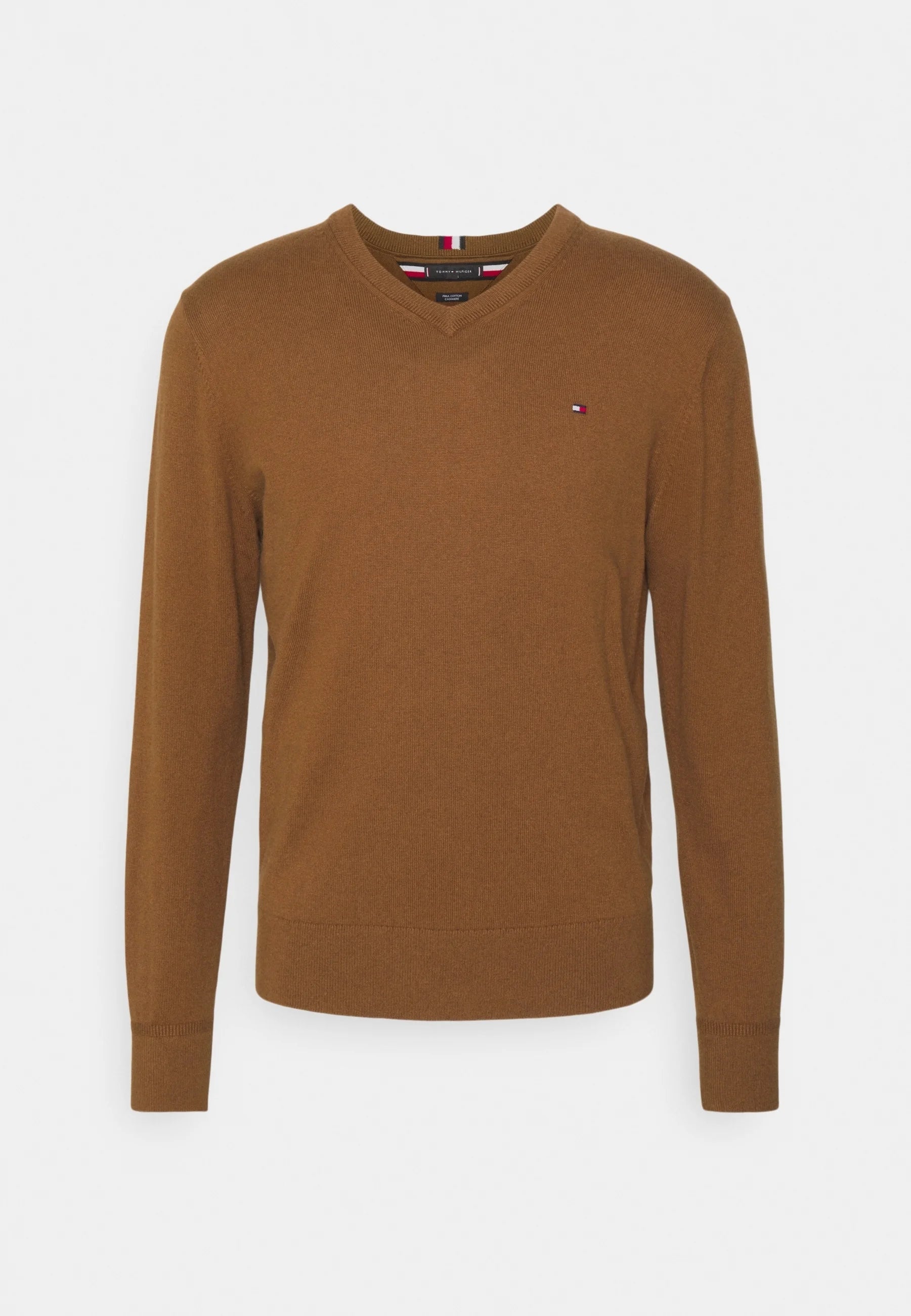 Pull col V marron homme Tommy Hilfiger – Laine douce brun élégant.