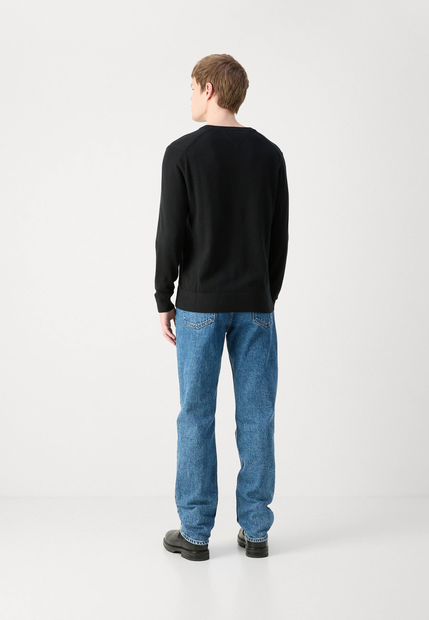 Pull col V noir Tommy Hilfiger homme – Pull élégant en coton classique, toutes tailles