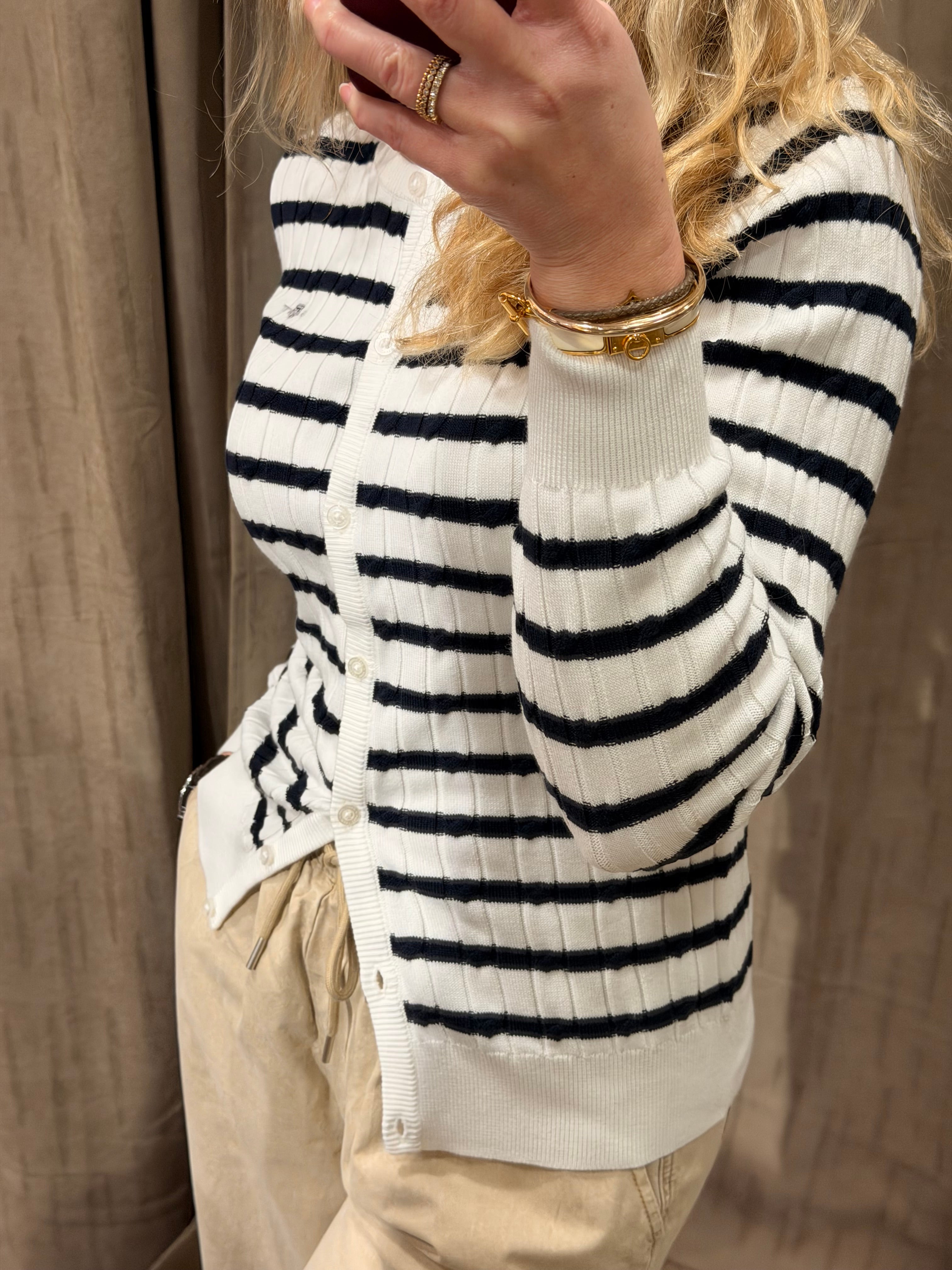 Cardigan en maille torsadée à rayures femme – Gant