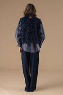 Gilet sans manches femme fausse fourrure bleu marine – Adoré Paris Ludmila, chaud, doux, style bohème