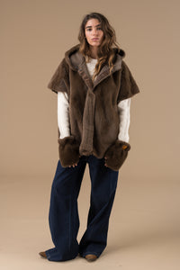 Mitaines Bimba femme Chocolat en fausse fourrure – Adoré Paris, accessoire hiver chaud & confortable